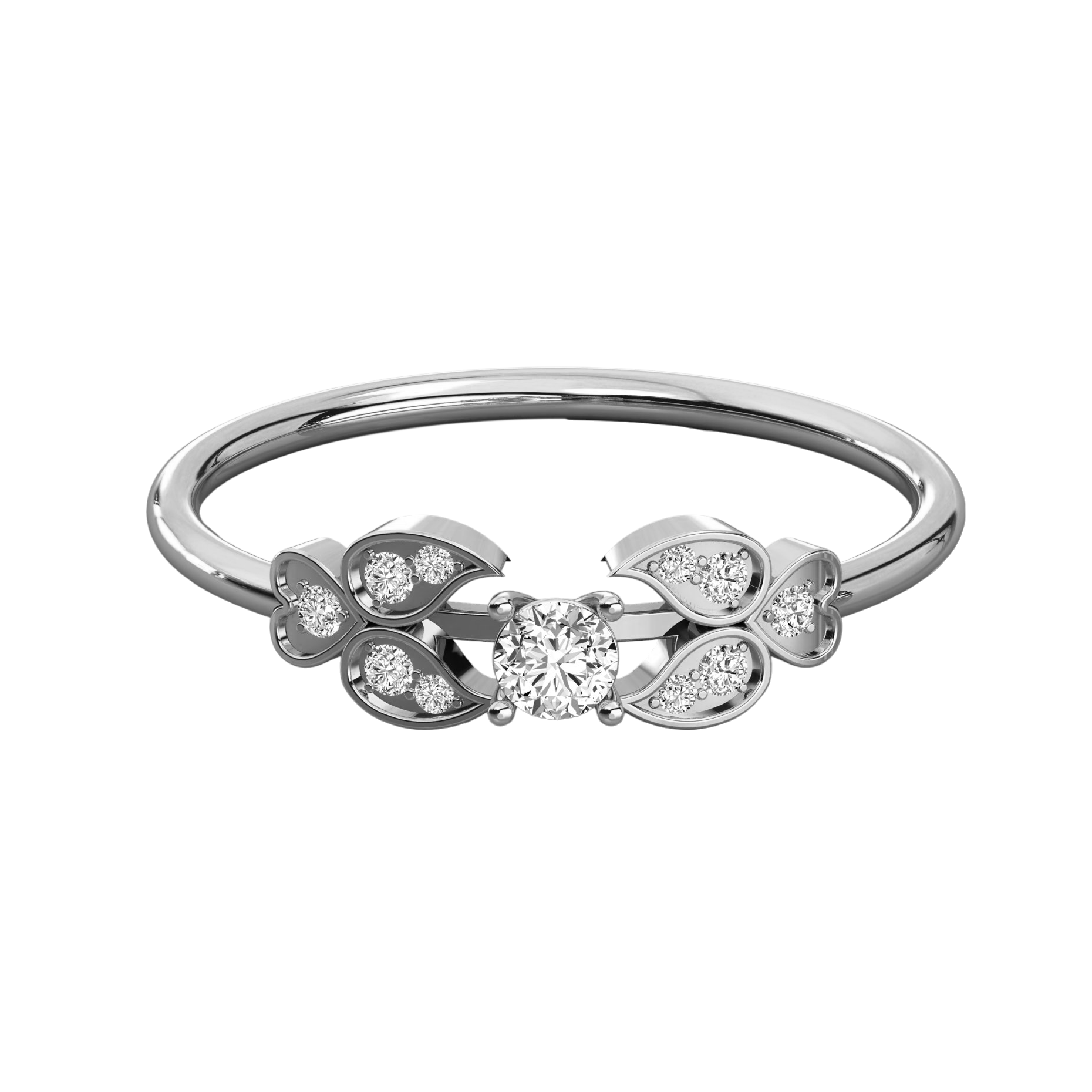 Keeva Jewels Round Diamond Heart and Leaf Design Wedding Band - KJR5586