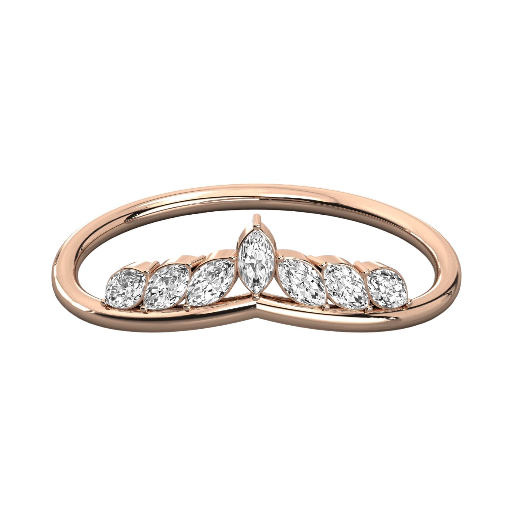 Keeva Jewels Marquise Diamond Crown Design Wedding Band - KJR5596