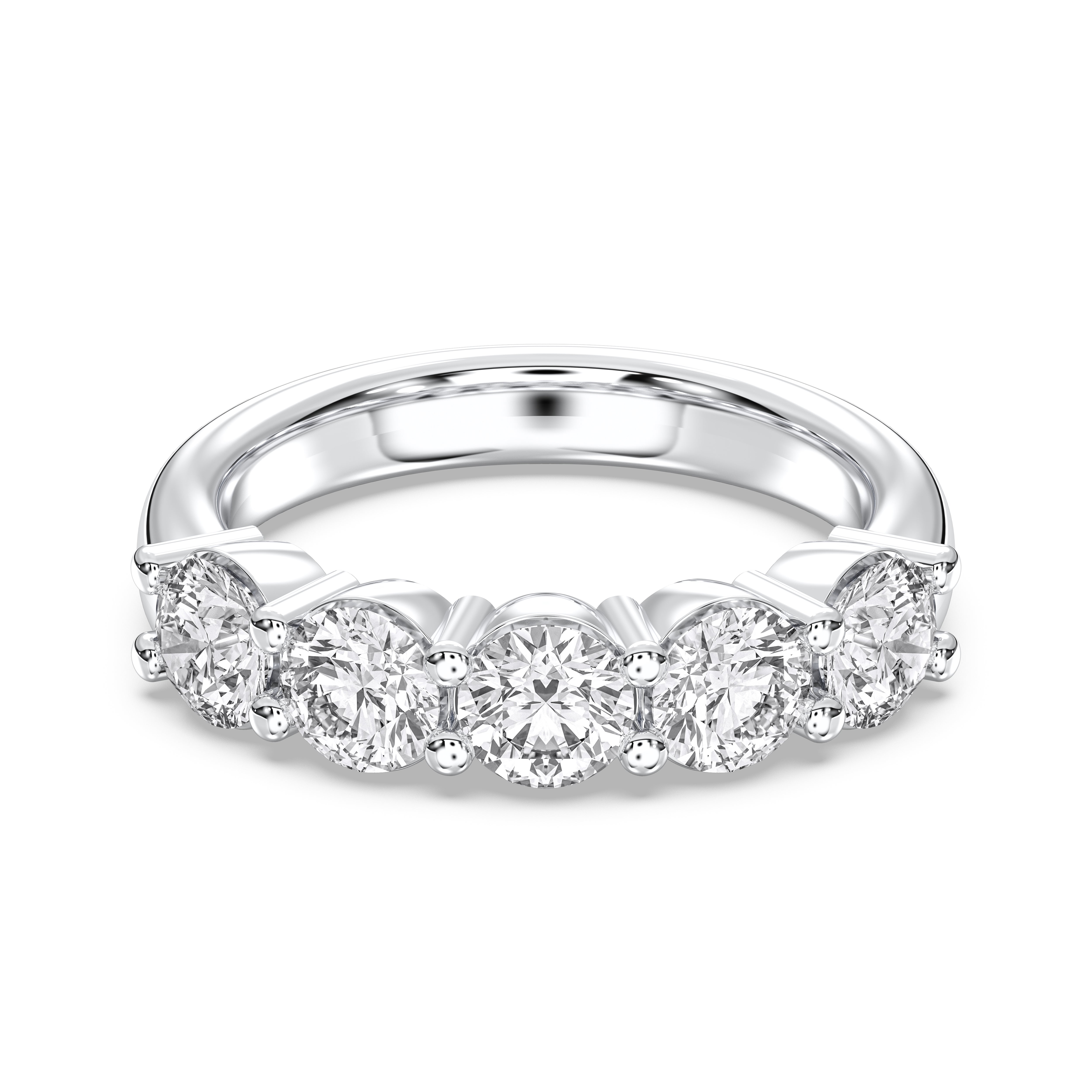 Round Cut 2.00 Carat Lab Grown Diamond 5 Stone Engagement Ring Made in Solid Gold