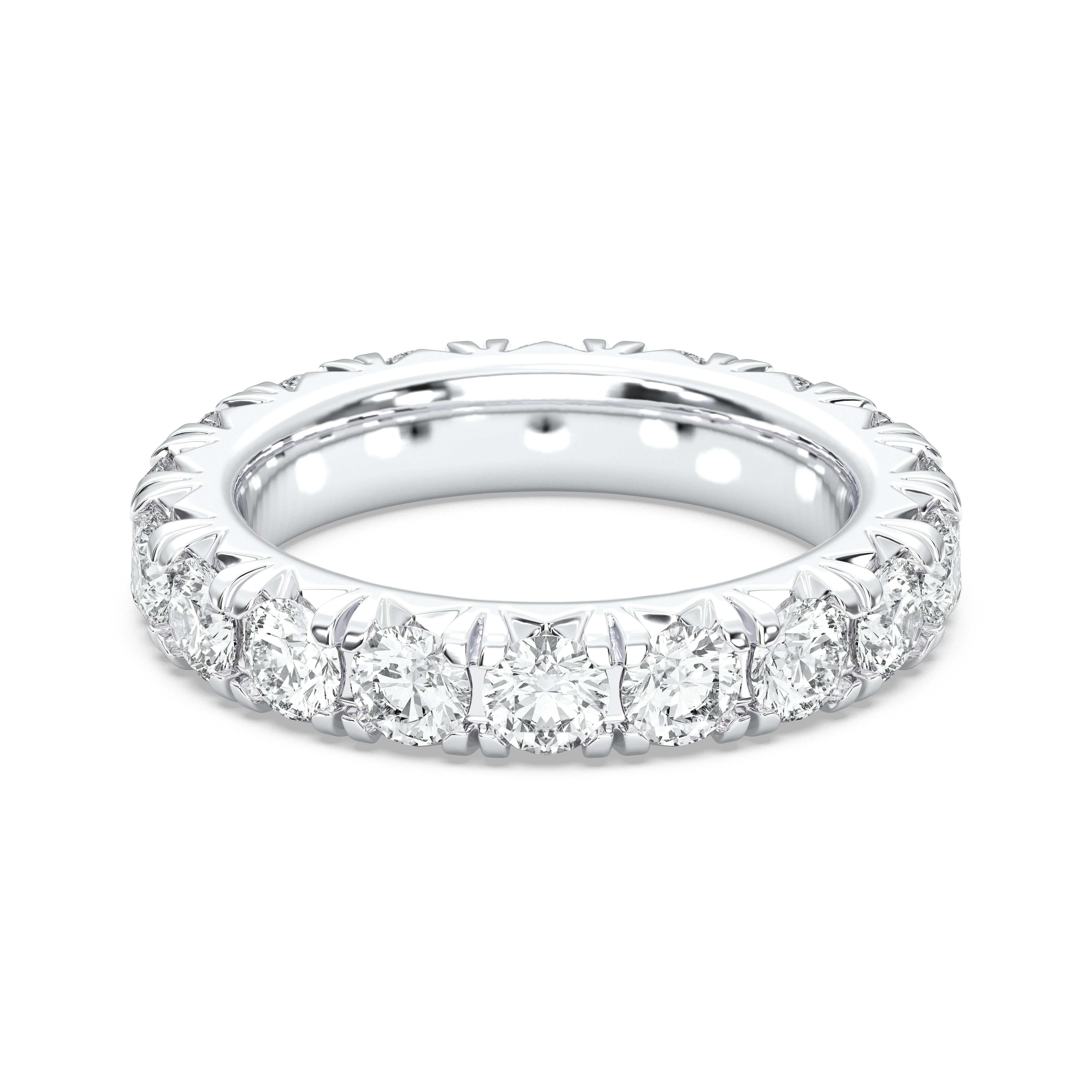 4.04 Carat Round Shape Lab Grown Full Eternity Wedding Ring in Solid Gold For Her