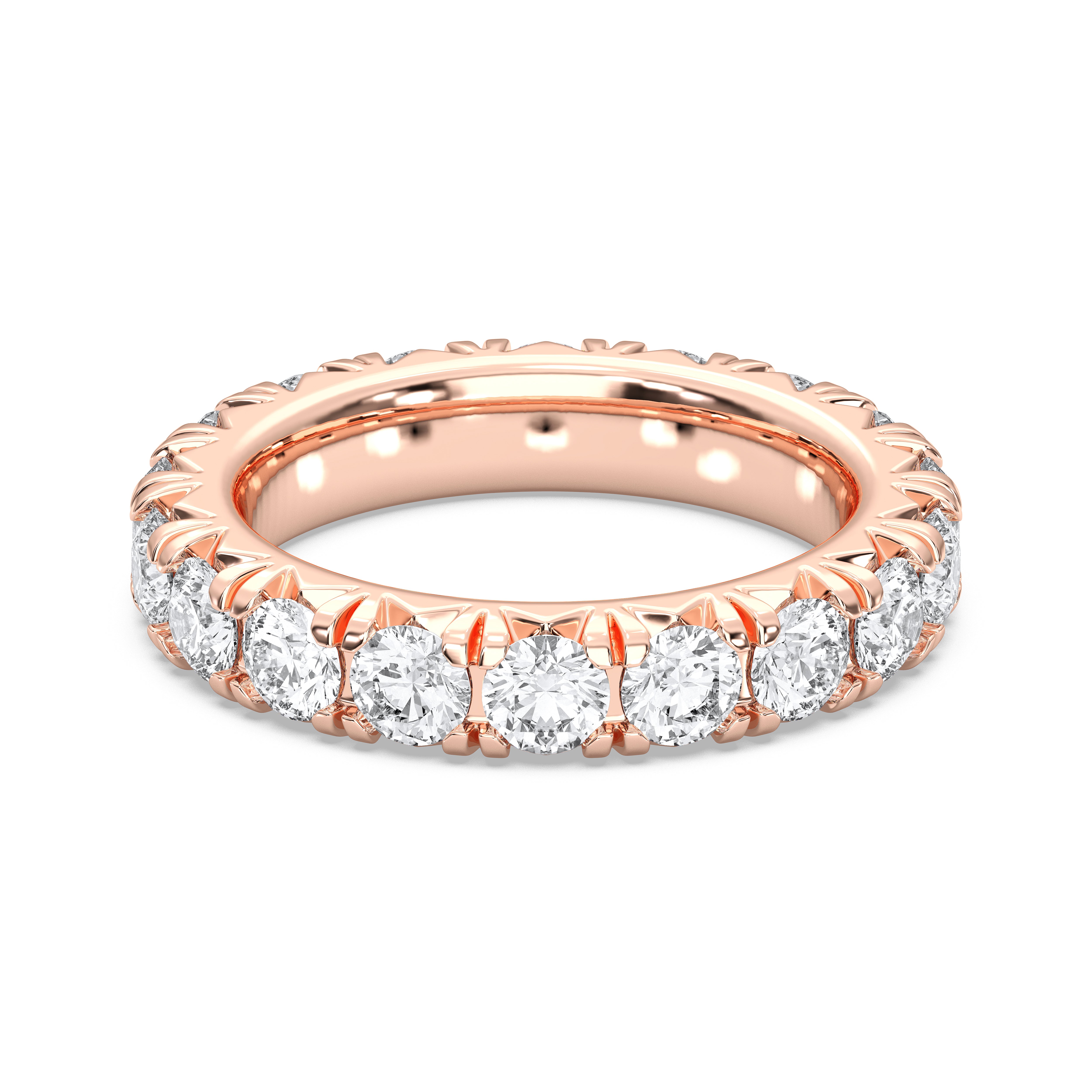 4.04 Carat Round Shape Lab Grown Full Eternity Wedding Ring in Solid Gold For Her