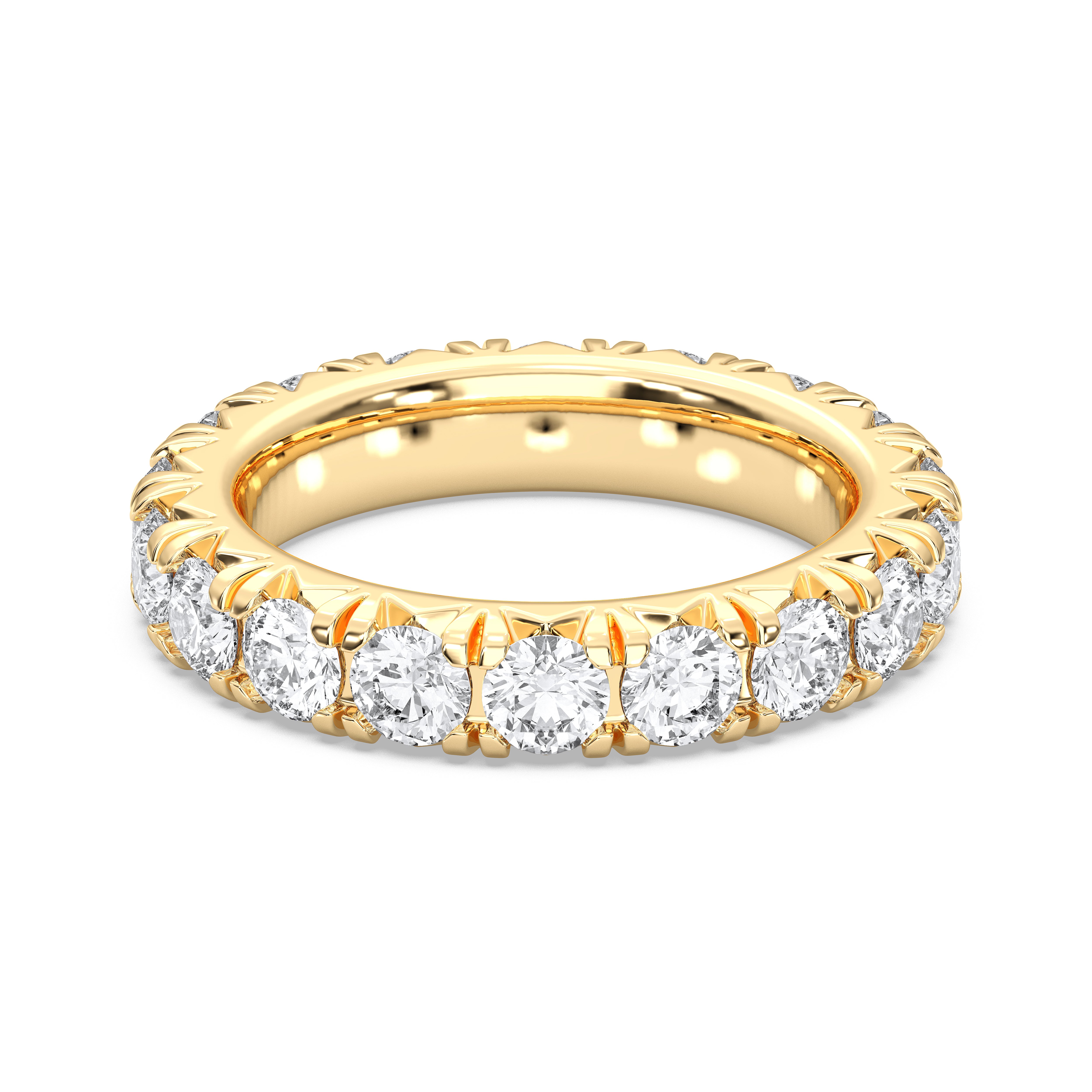 4.04 Carat Round Shape Lab Grown Full Eternity Wedding Ring in Solid Gold For Her