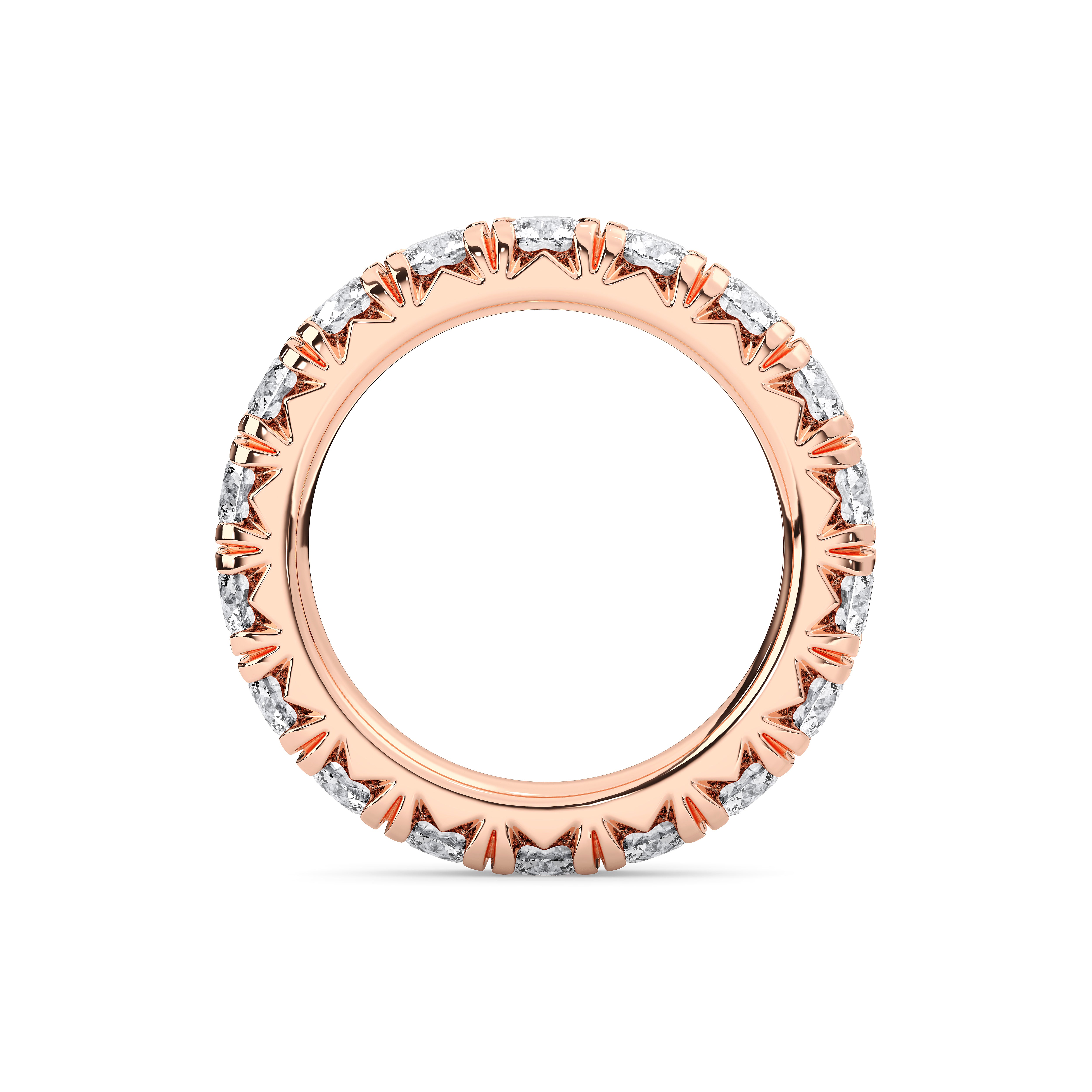 4.04 Carat Round Shape Lab Grown Full Eternity Wedding Ring in Solid Gold For Her