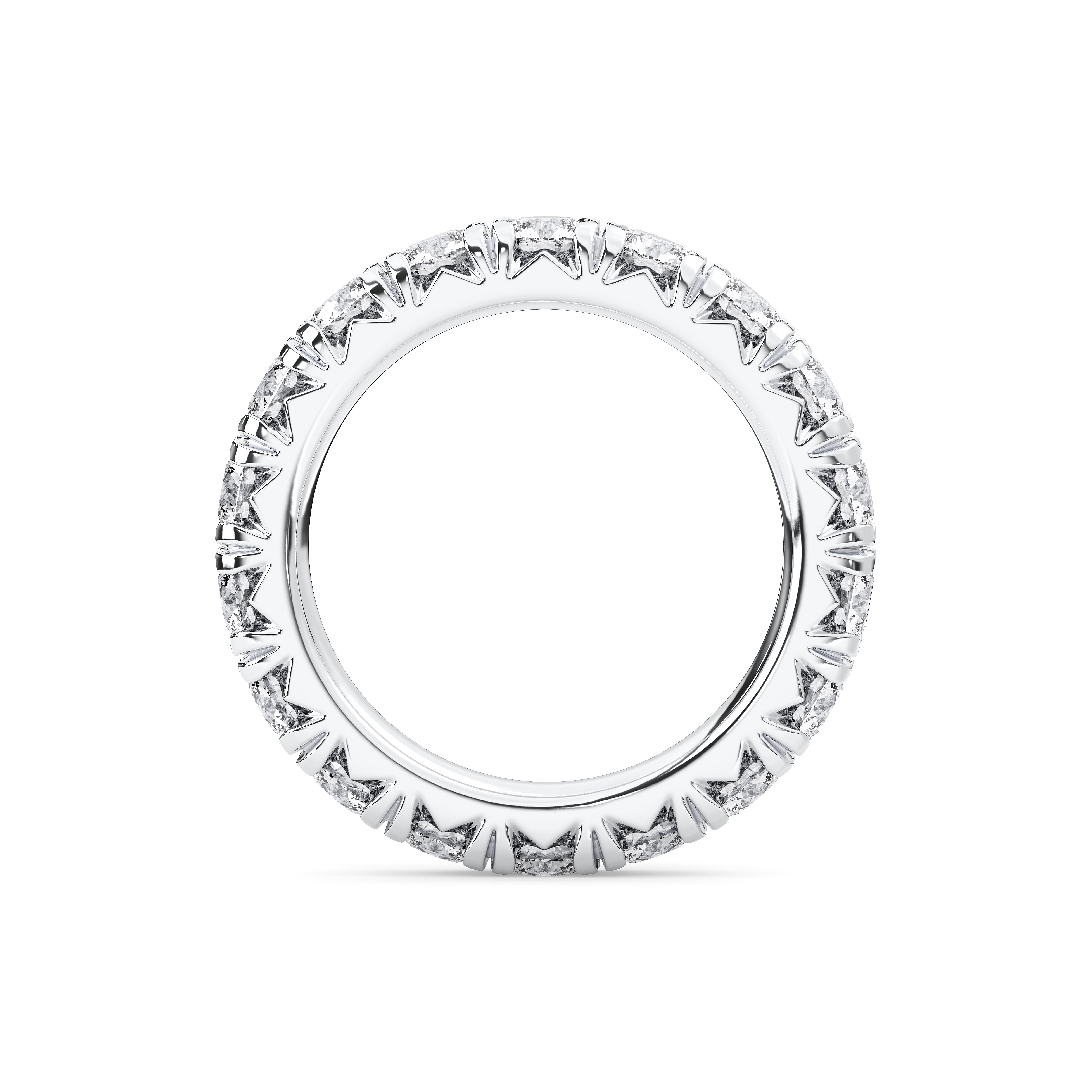 4.04 Carat Round Shape Lab Grown Full Eternity Wedding Ring in Solid Gold For Her