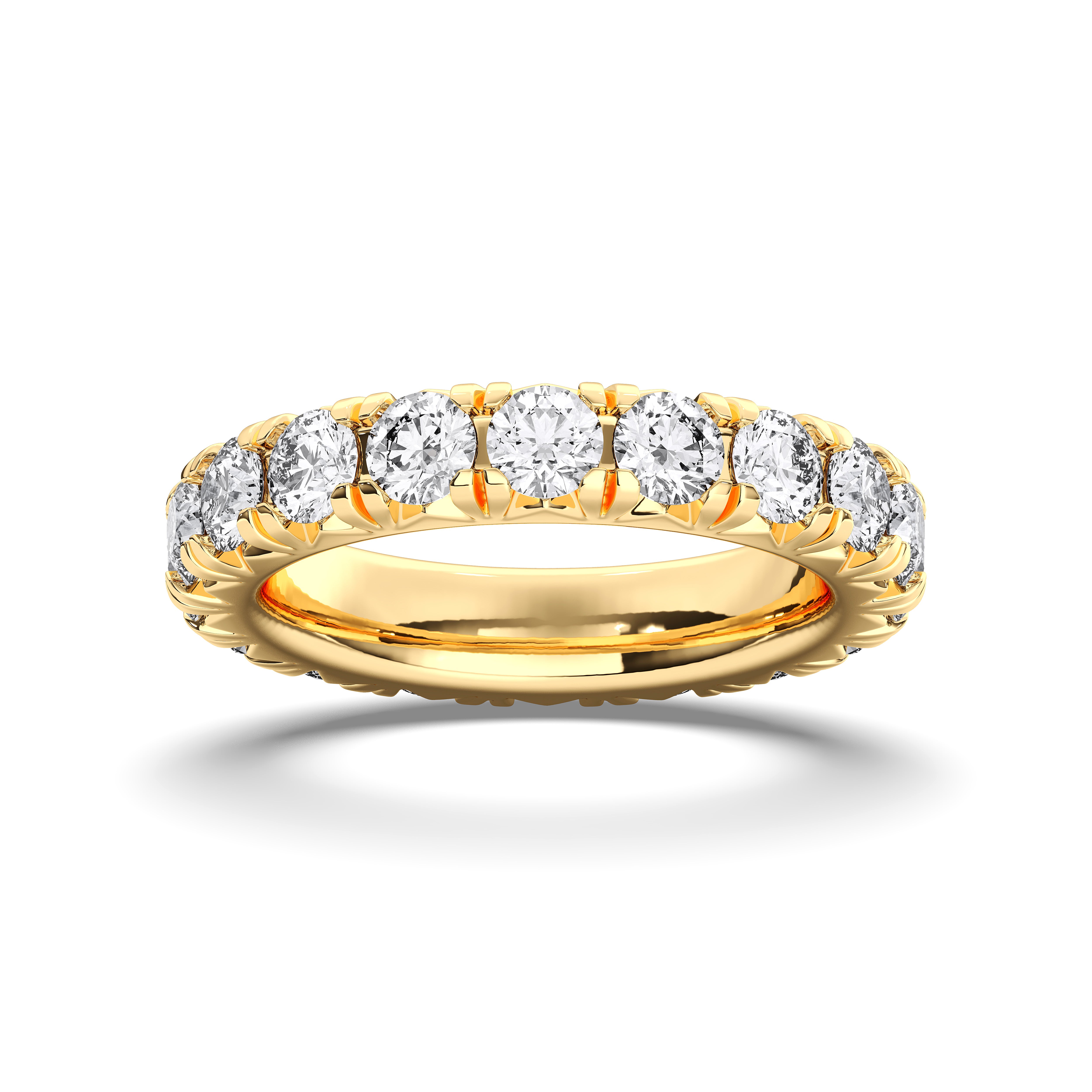 4.04 Carat Round Shape Lab Grown Full Eternity Wedding Ring in Solid Gold For Her