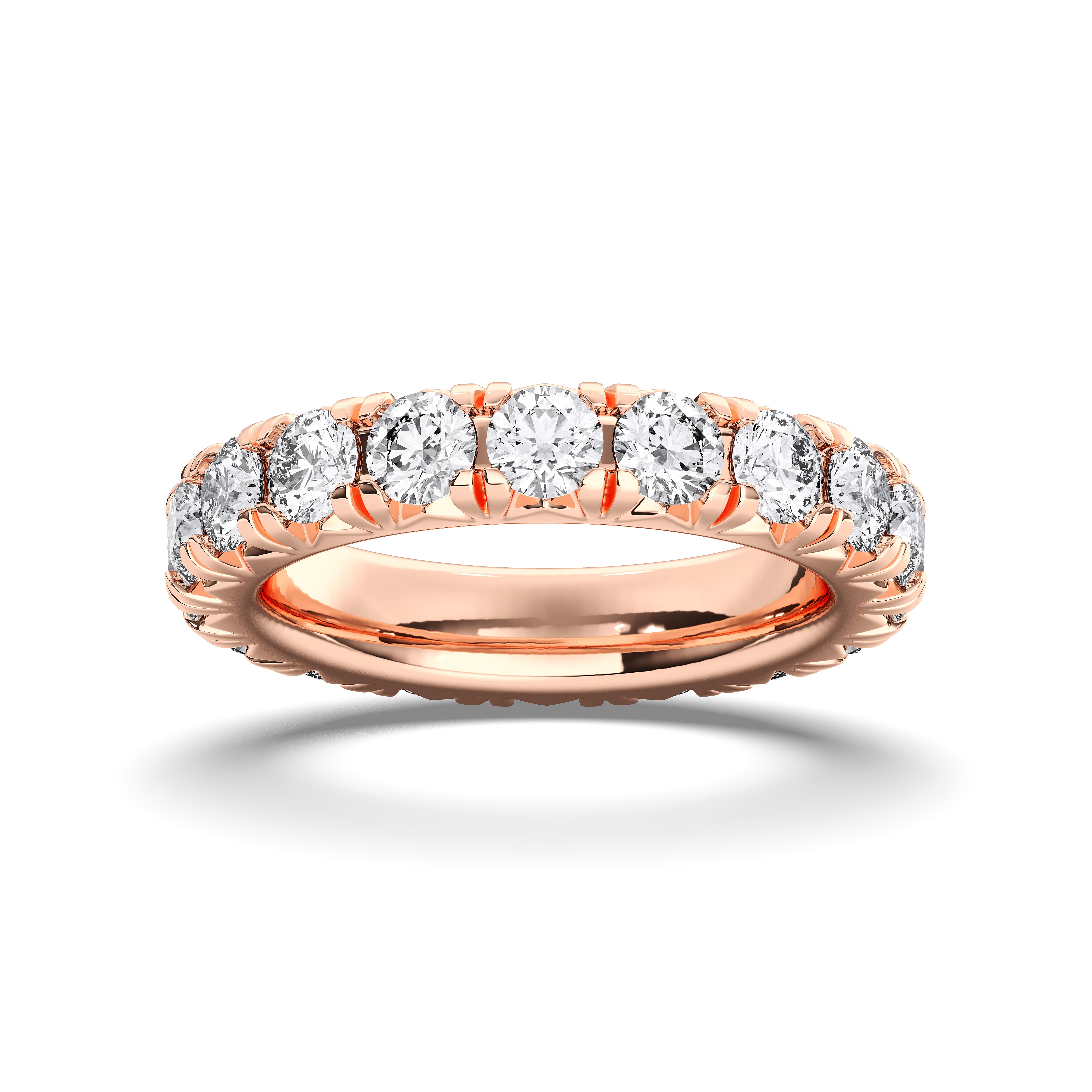 4.04 Carat Round Shape Lab Grown Full Eternity Wedding Ring in Solid Gold For Her