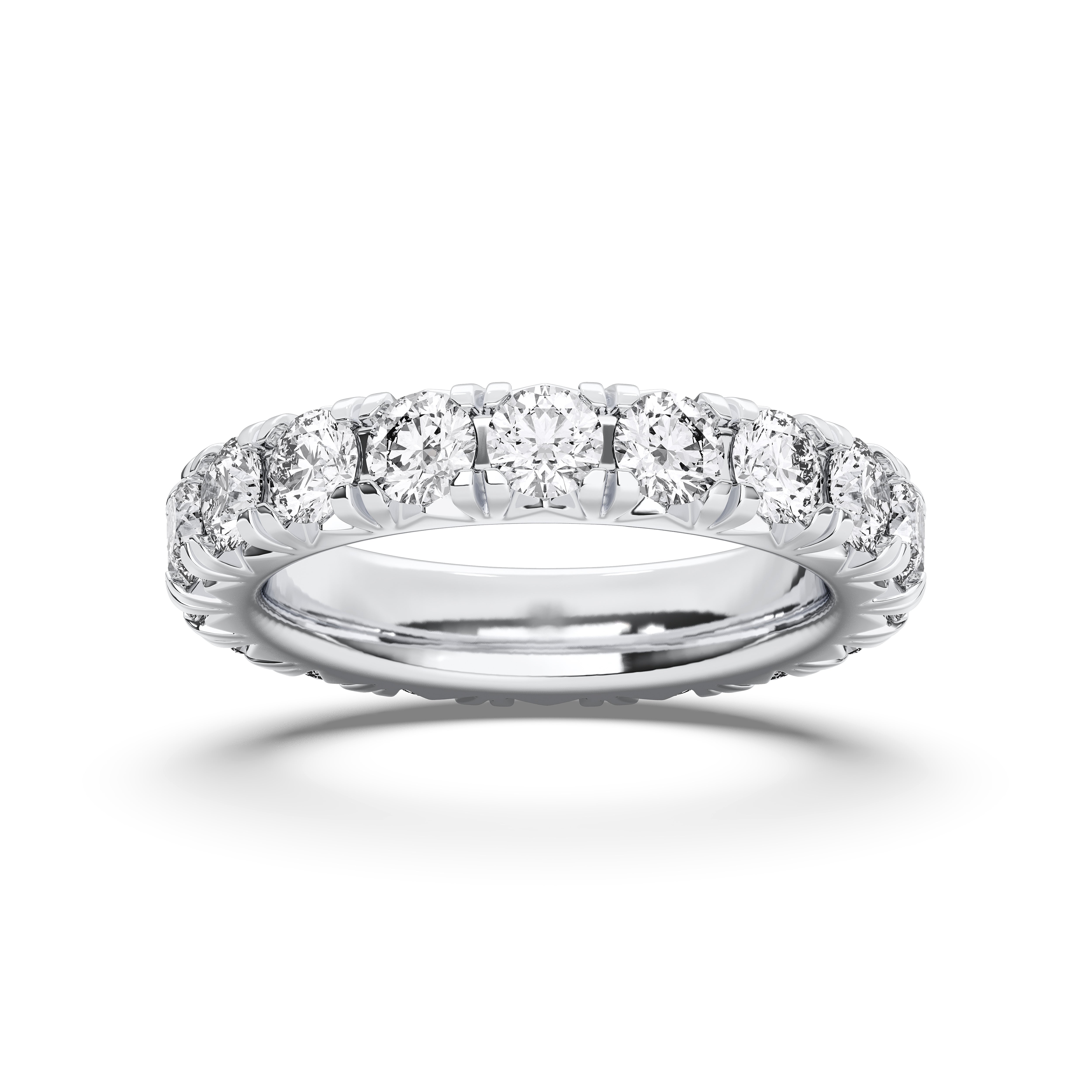 4.04 Carat Round Shape Lab Grown Full Eternity Wedding Ring in Solid Gold For Her