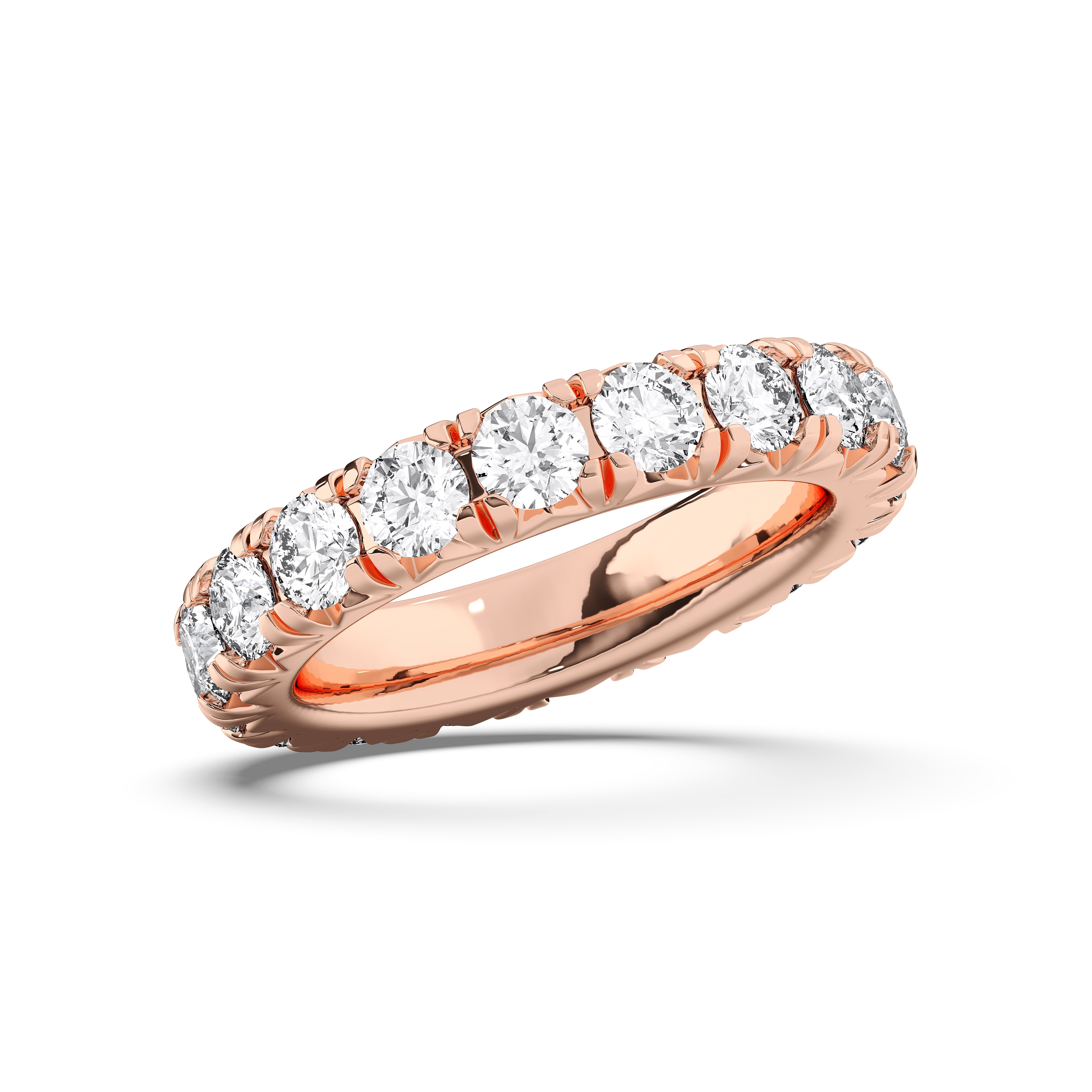 4.04 Carat Round Shape Lab Grown Full Eternity Wedding Ring in Solid Gold For Her