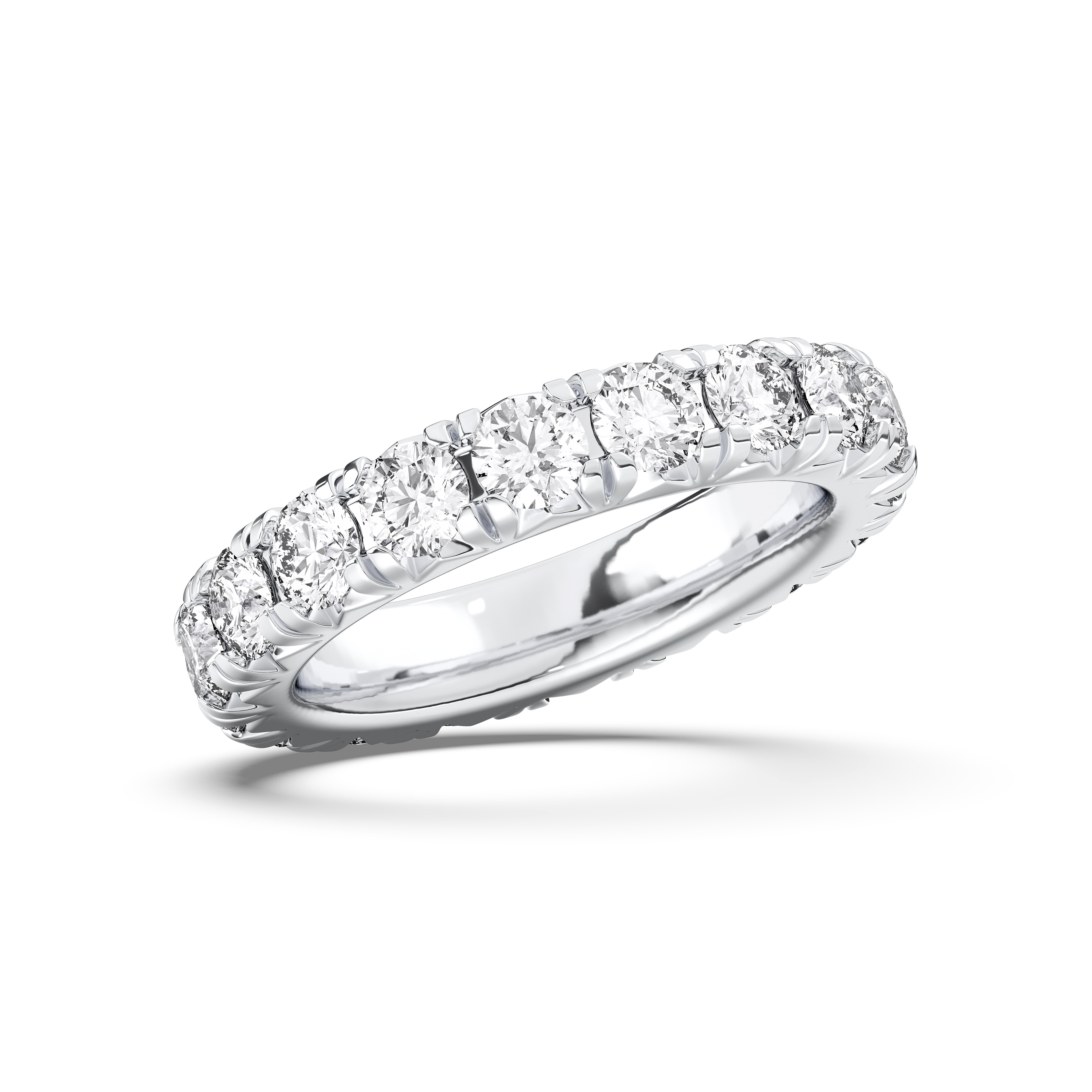 4.04 Carat Round Shape Lab Grown Full Eternity Wedding Ring in Solid Gold For Her