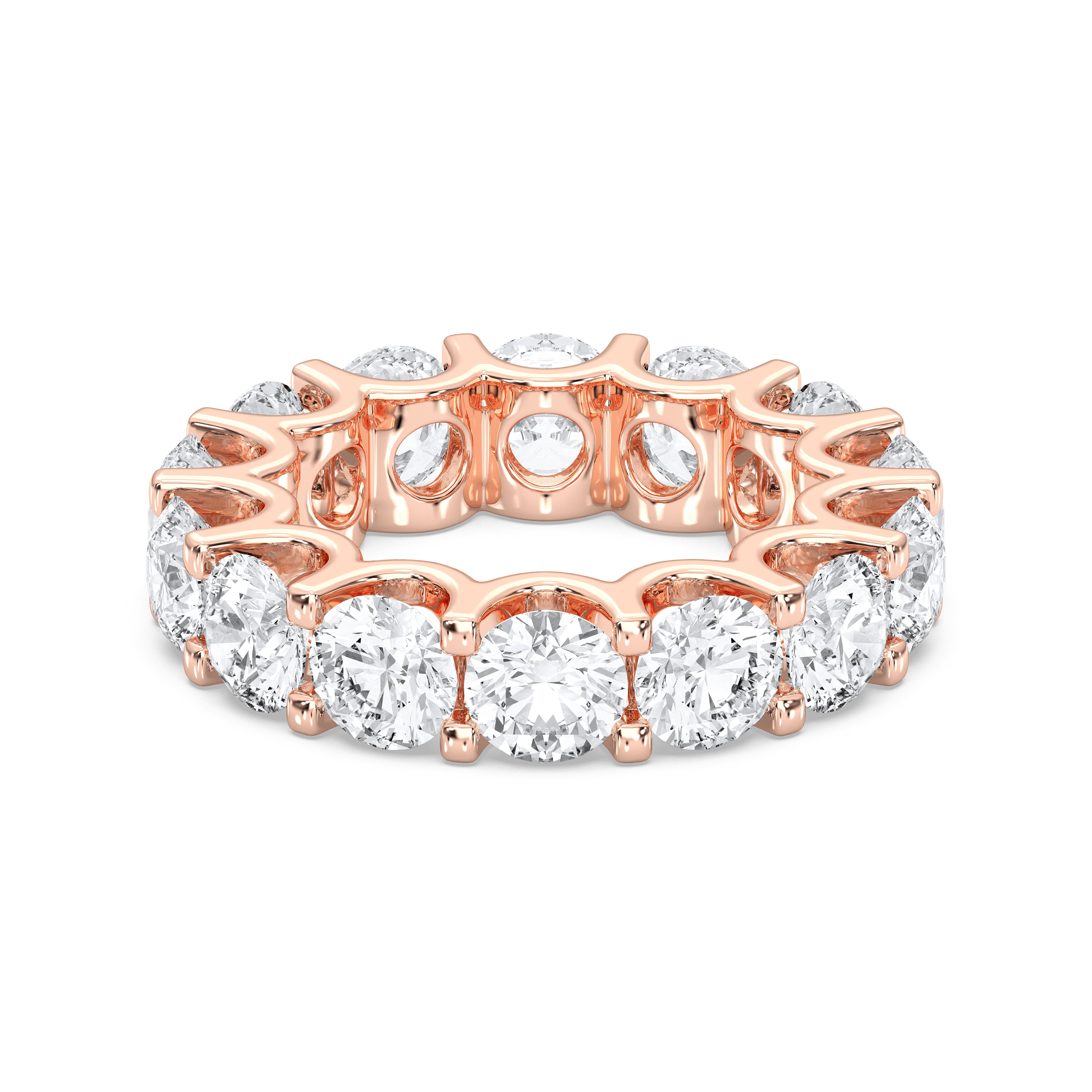 Round Shape 7 Carat Lab Grown Diamond Prong Set Wedding Ring in Solid Gold For Her