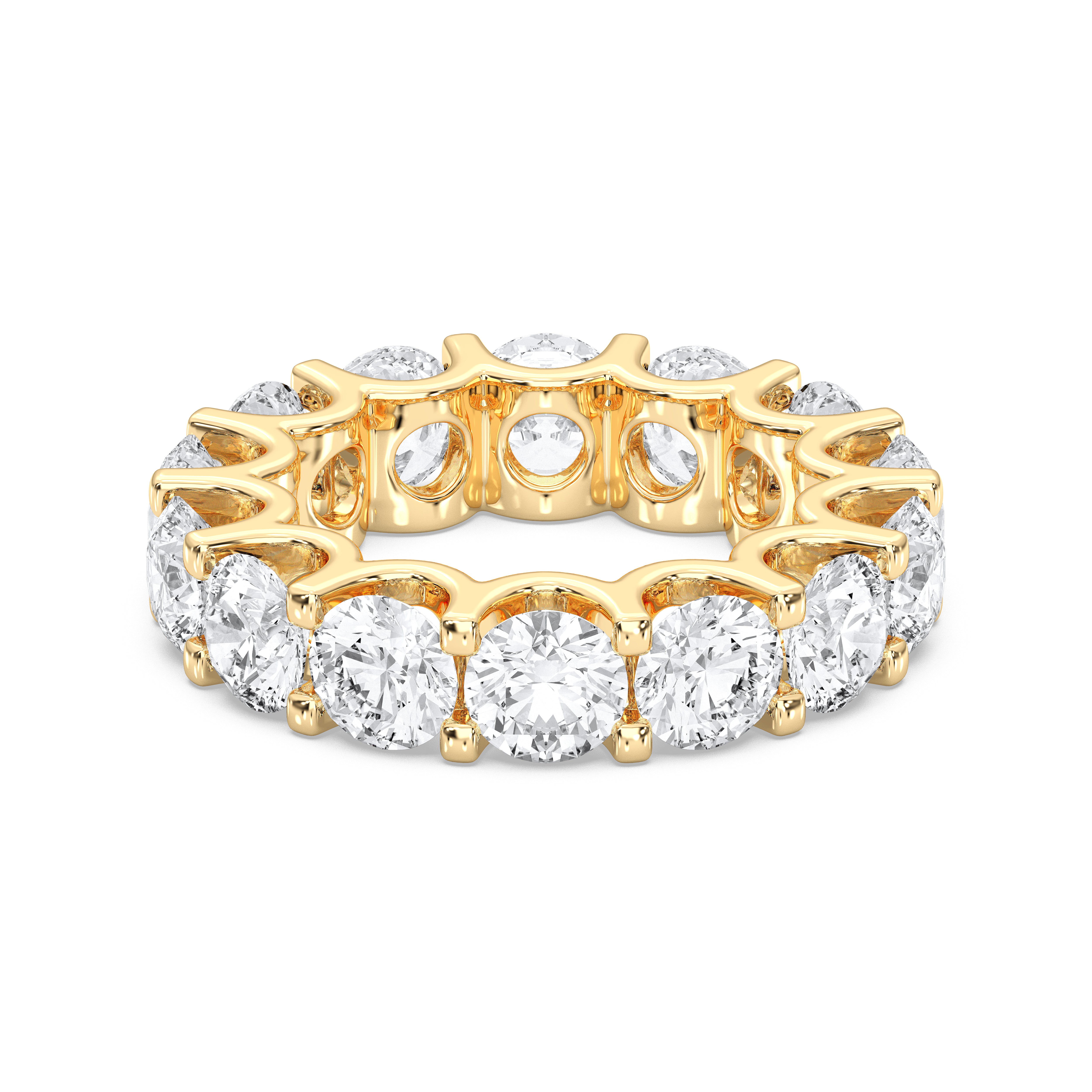Round Shape 7 Carat Lab Grown Diamond Prong Set Wedding Ring in Solid Gold For Her