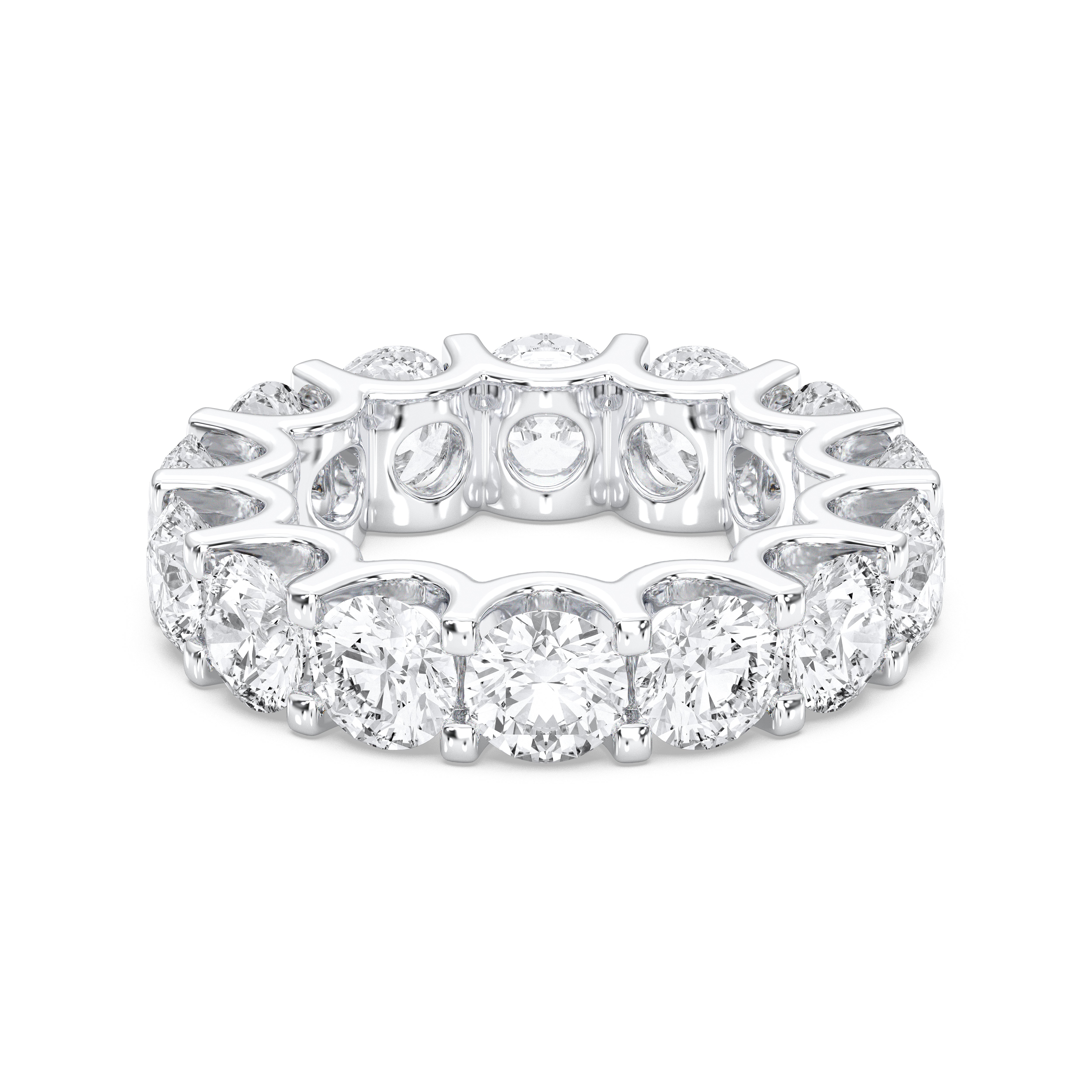 Round Shape 7 Carat Lab Grown Diamond Prong Set Wedding Ring in Solid Gold For Her