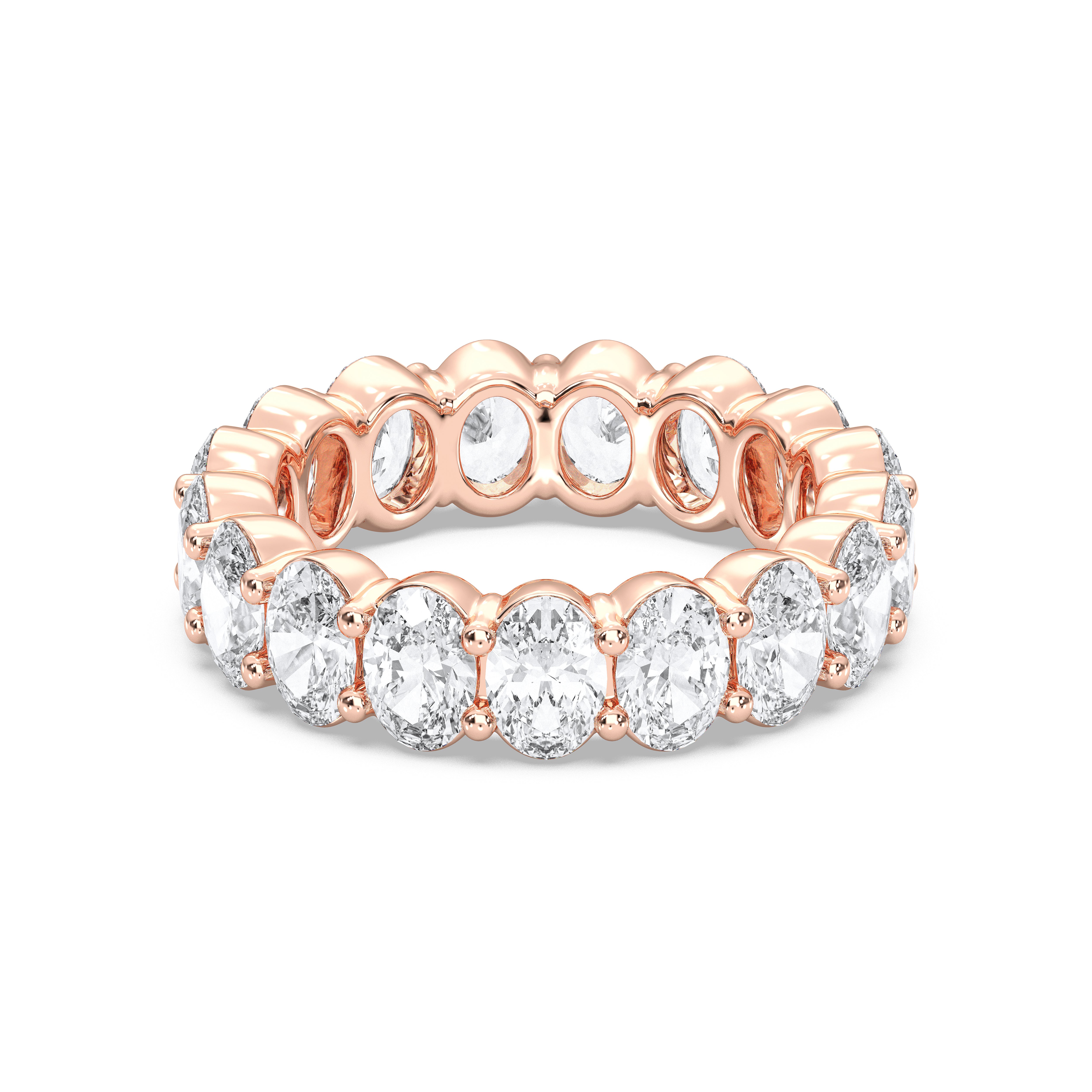 5.01 Carat Oval Cut Lab Grown Diamond Full Eternity Wedding Ring In Solid Gold For Her