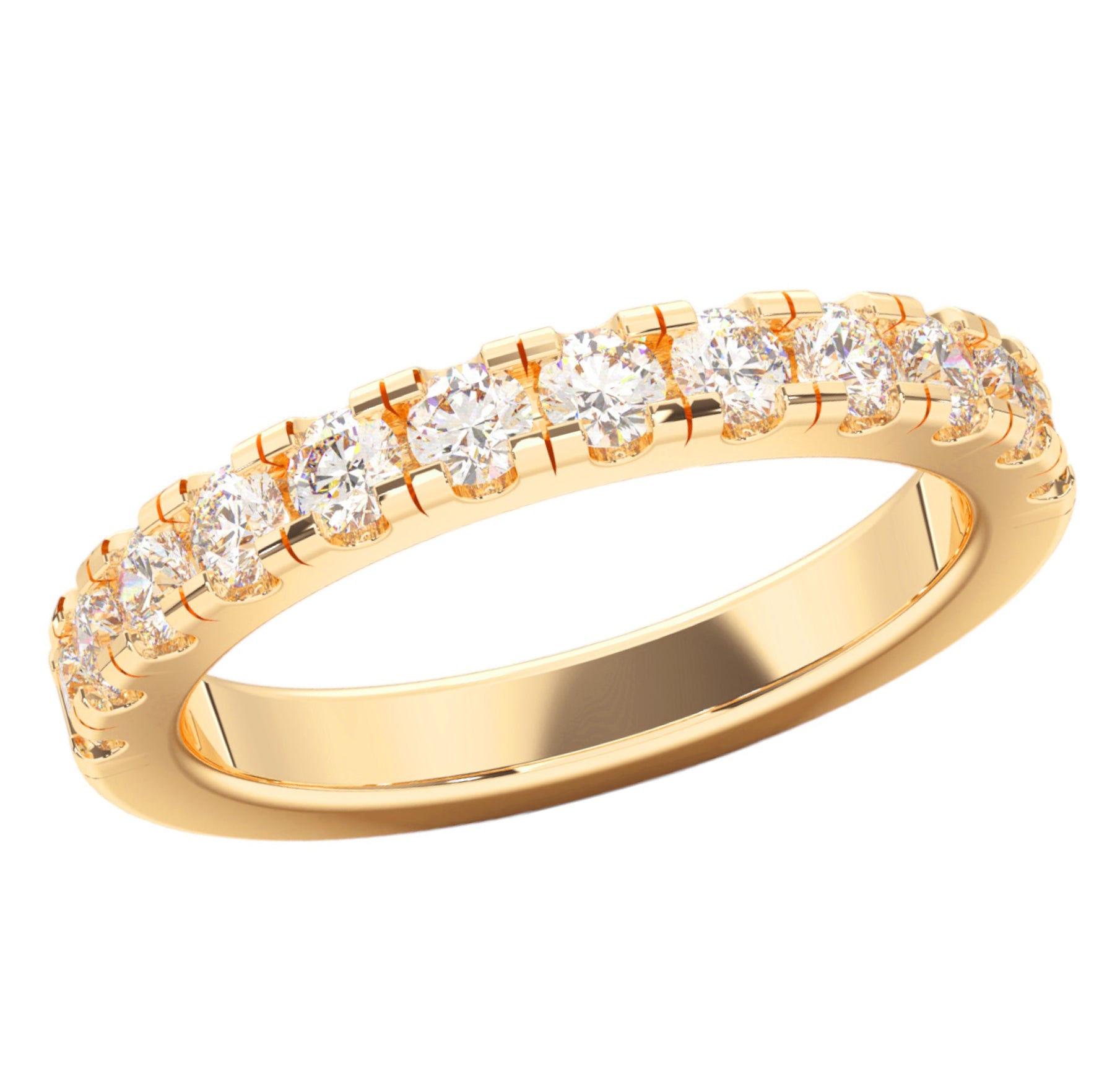 0.75 Carat Round Cut Lab Grown Diamond Half Eternity Wedding Ring in Solid Gold