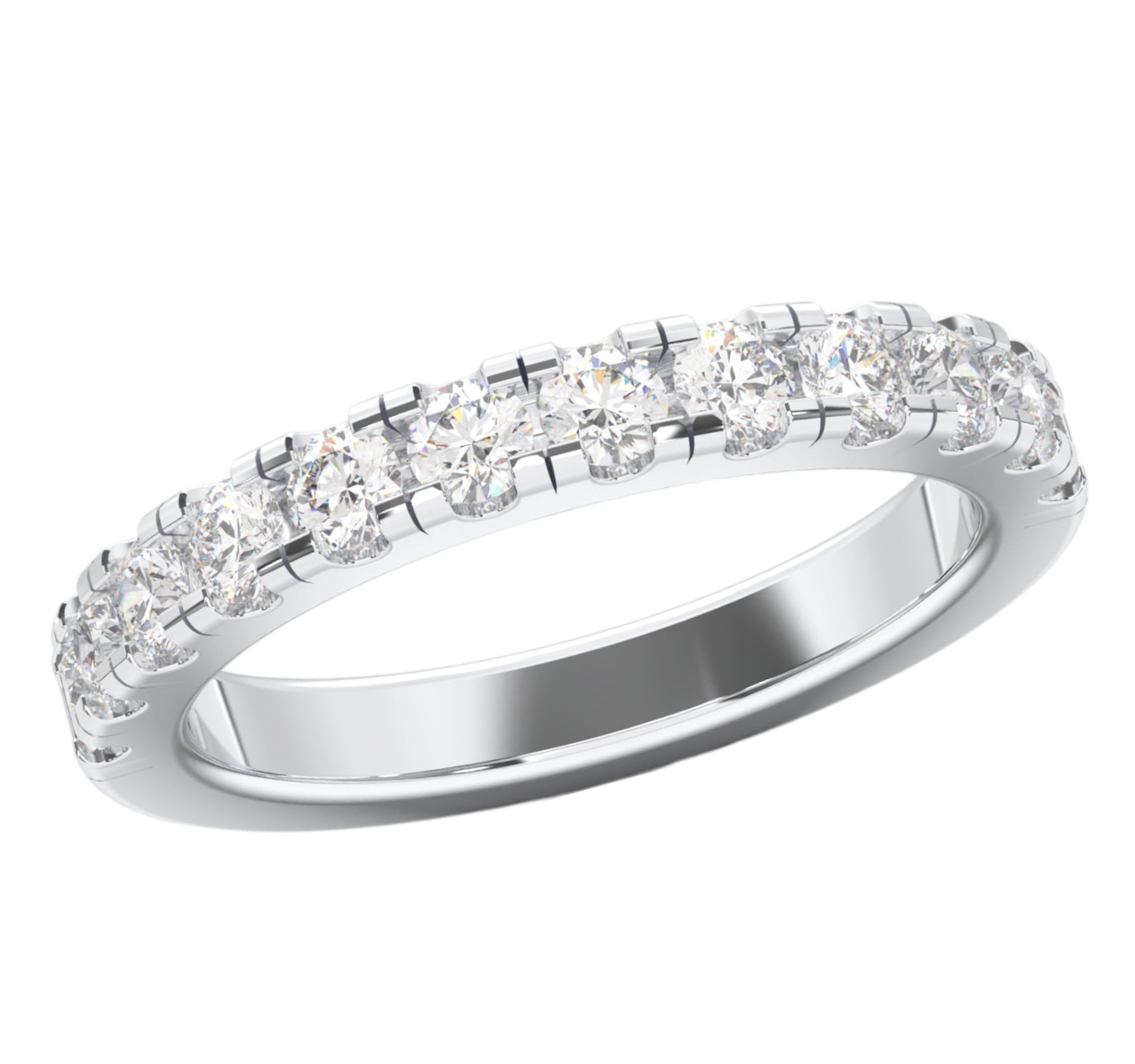 0.75 Carat Round Cut Lab Grown Diamond Half Eternity Wedding Ring in Solid Gold