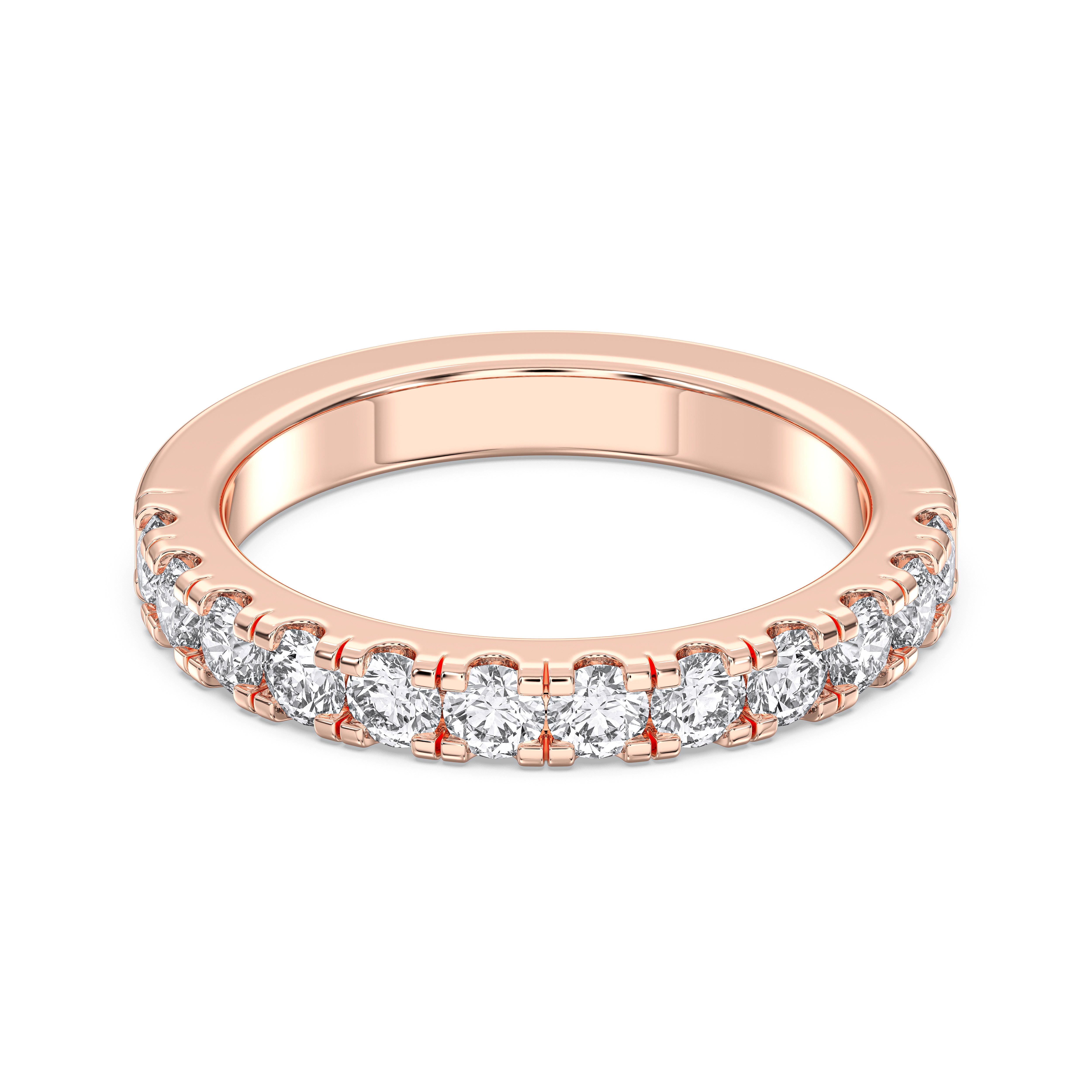 0.75 Carat Round Cut Lab Grown Diamond Half Eternity Wedding Ring in Solid Gold