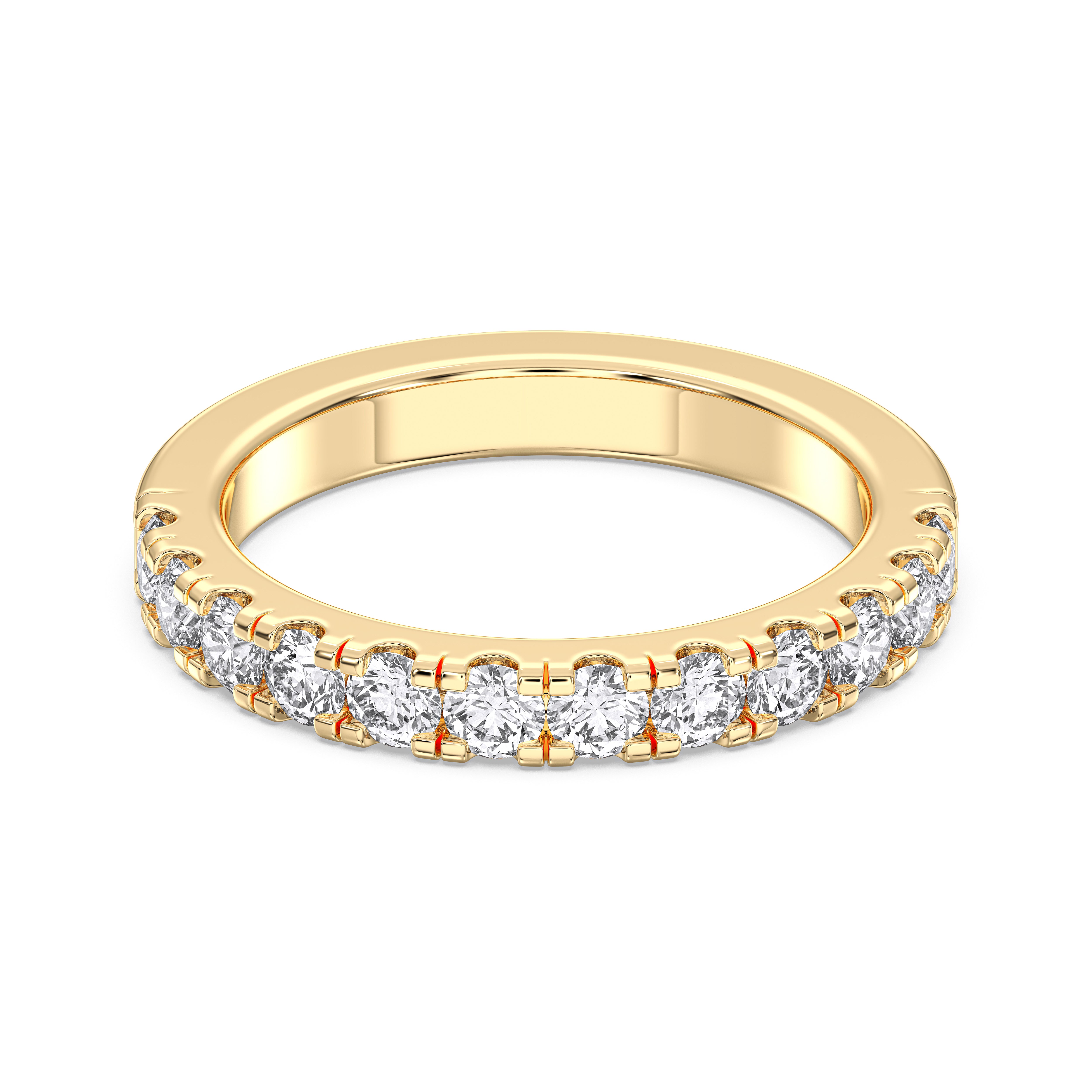 0.75 Carat Round Cut Lab Grown Diamond Half Eternity Wedding Ring in Solid Gold
