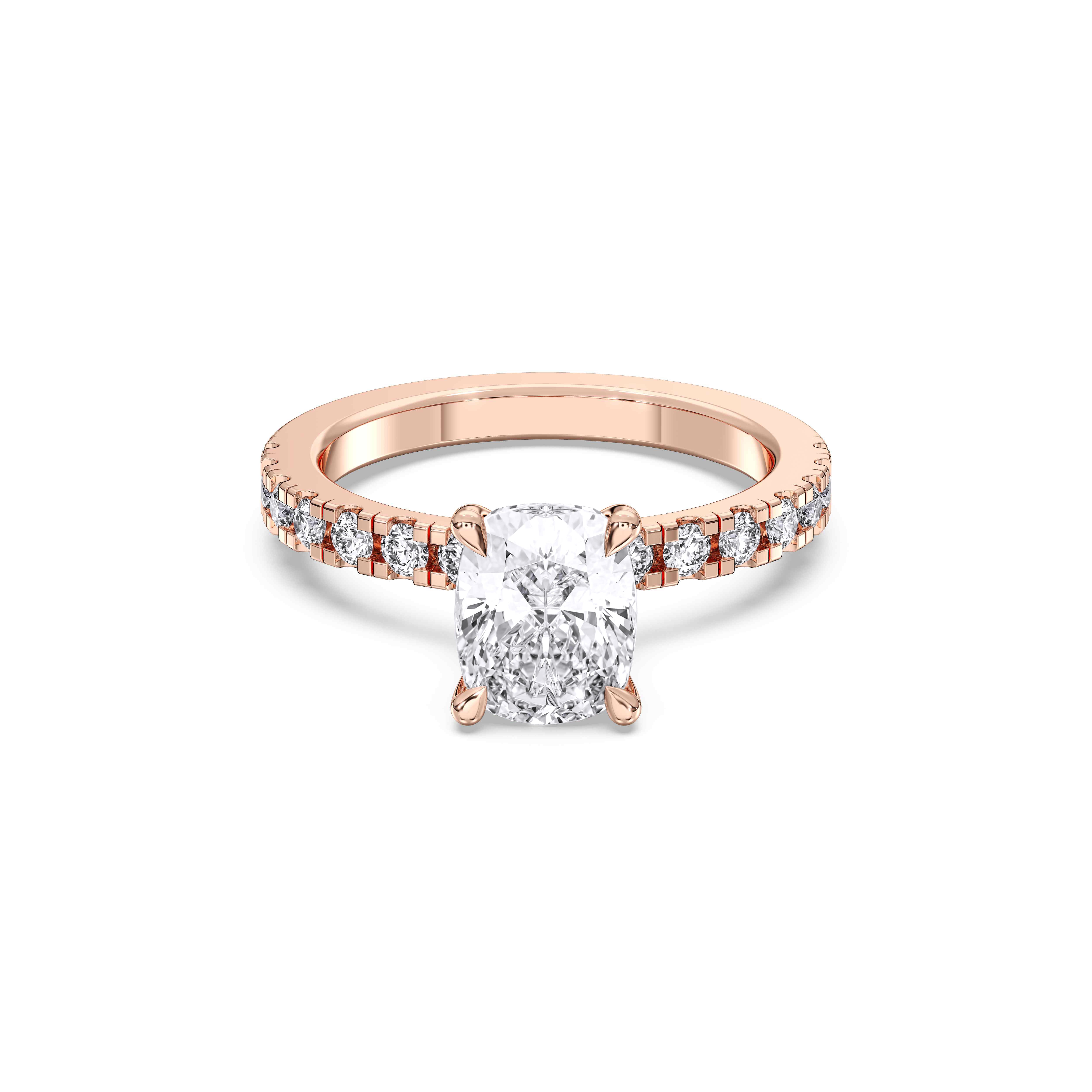 Cushion & Round Cut 1.00 to 5.00 Carat Lab Grown Diamond Solitaire Engagement Ring in Solid Gold