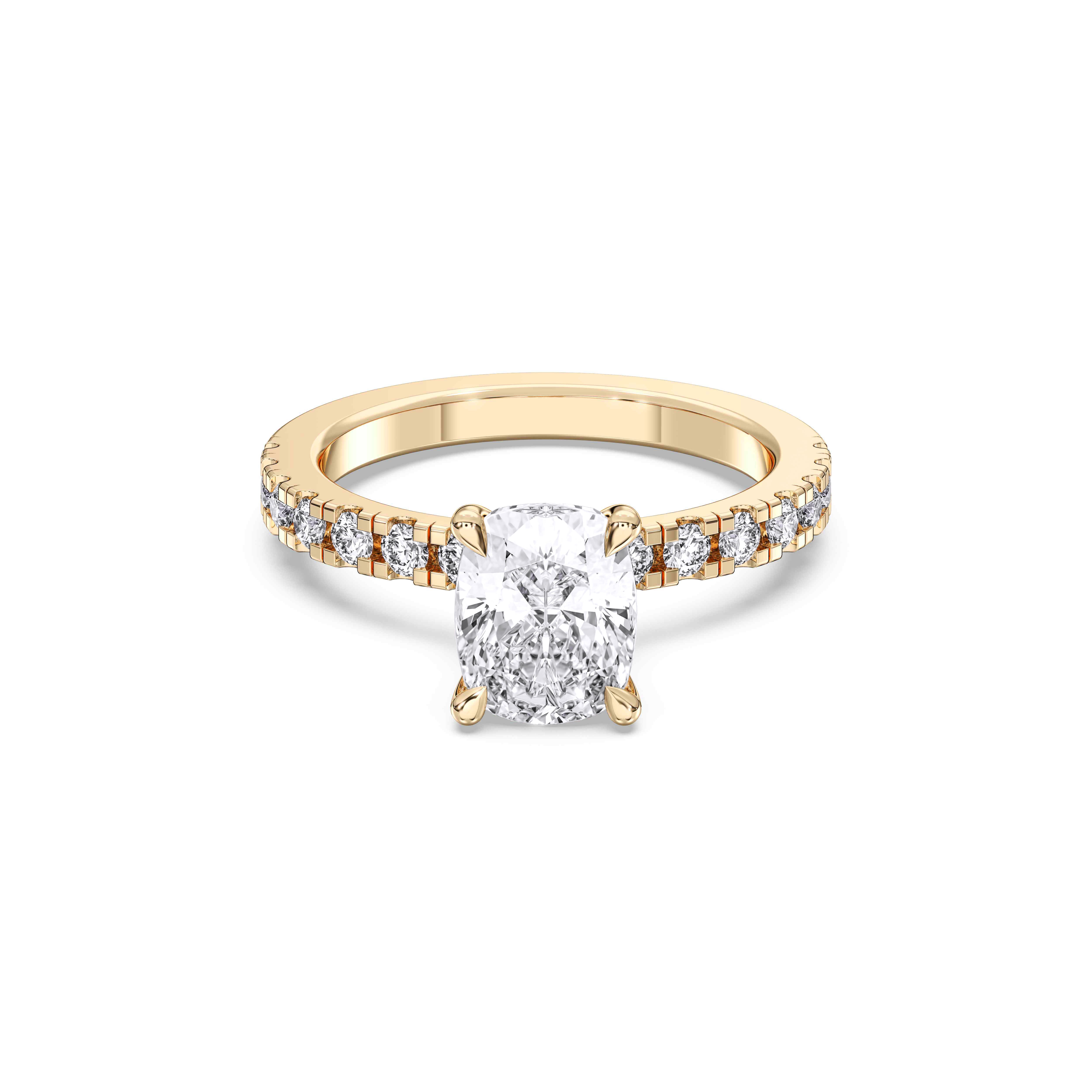 Cushion & Round Cut 1.00 to 5.00 Carat Lab Grown Diamond Solitaire Engagement Ring in Solid Gold