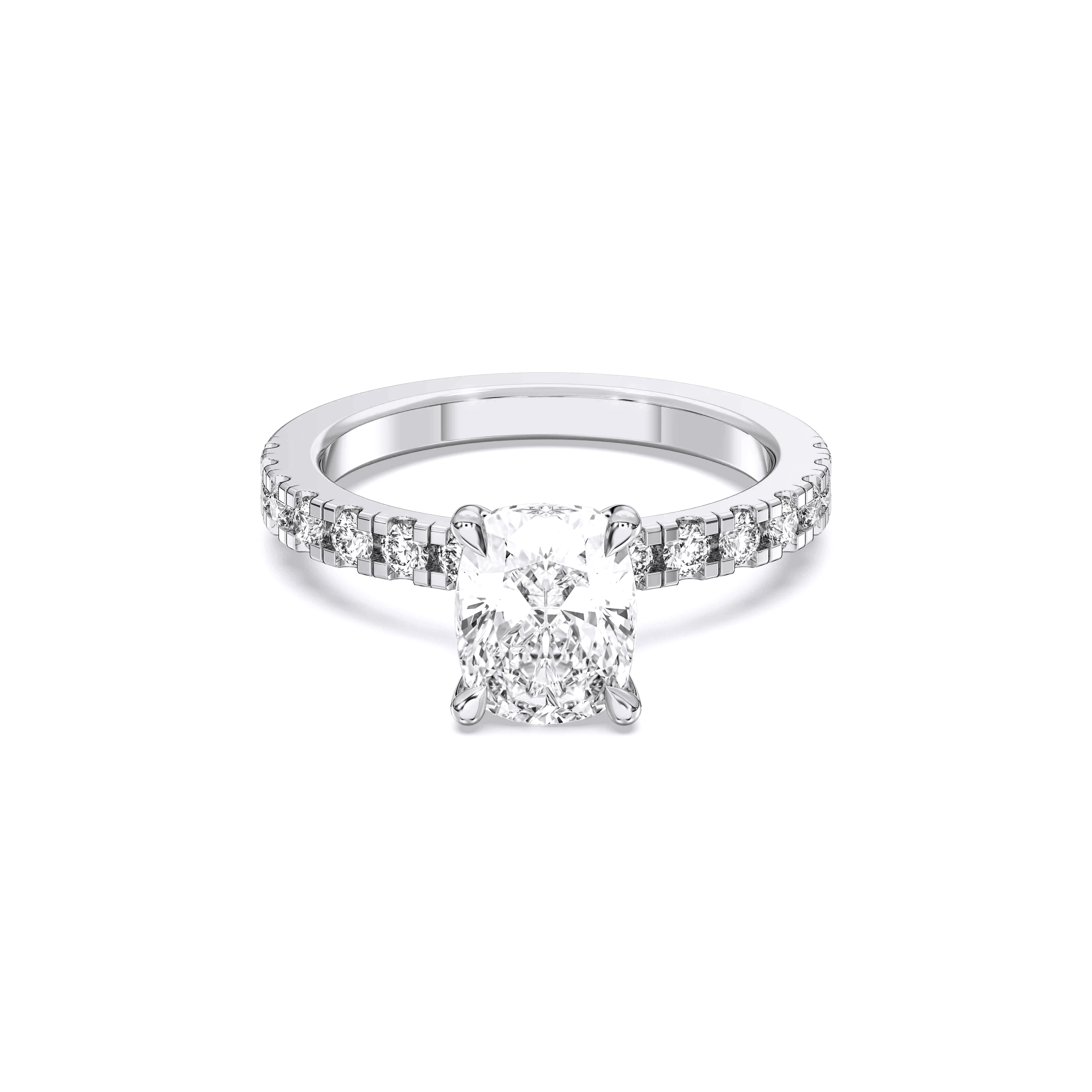 Cushion & Round Cut 1.00 to 5.00 Carat Lab Grown Diamond Solitaire Engagement Ring in Solid Gold