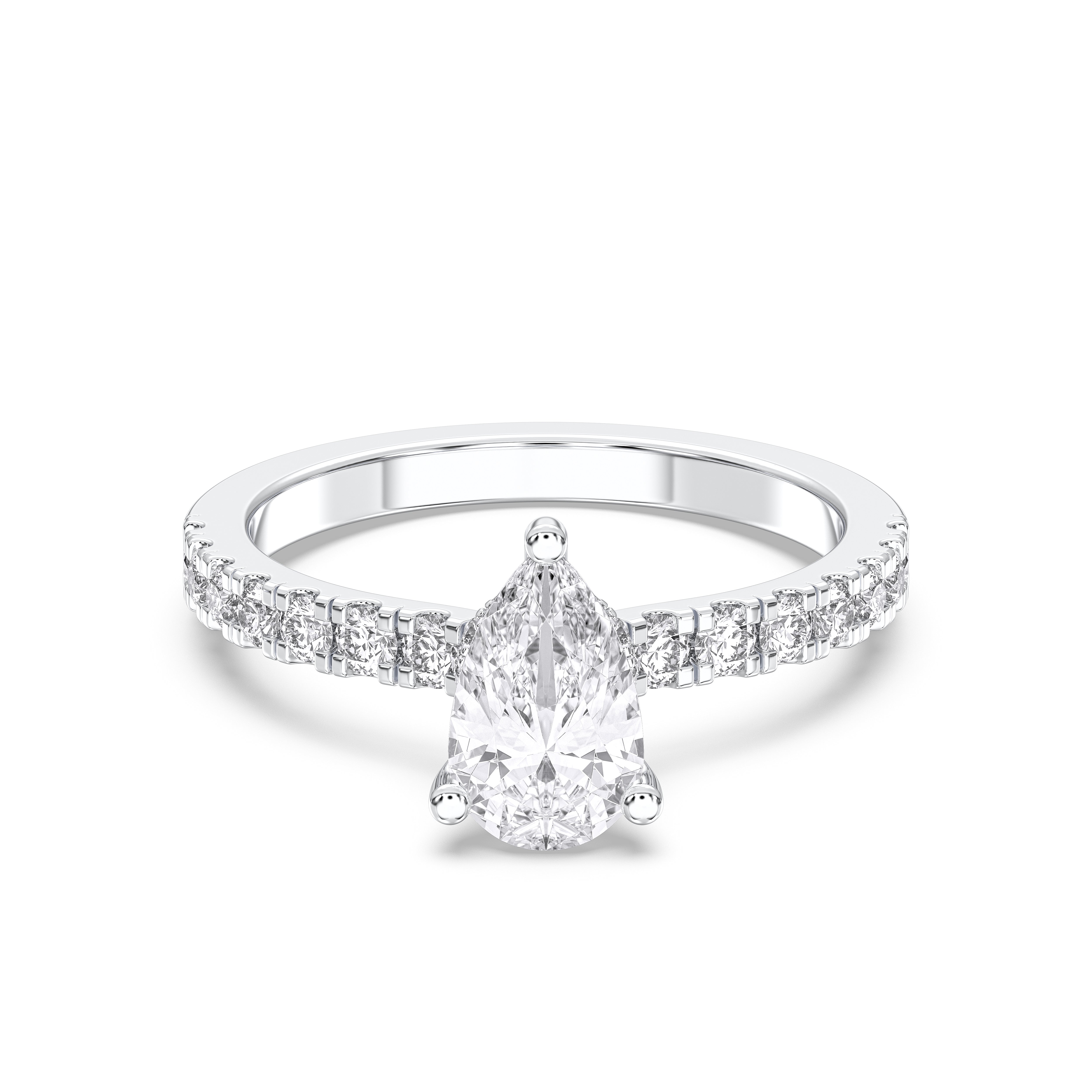 Pear & Round Cut 1.00 to 5.00 Carat Lab Grown Diamond Solitaire Engagement Ring in Solid Gold