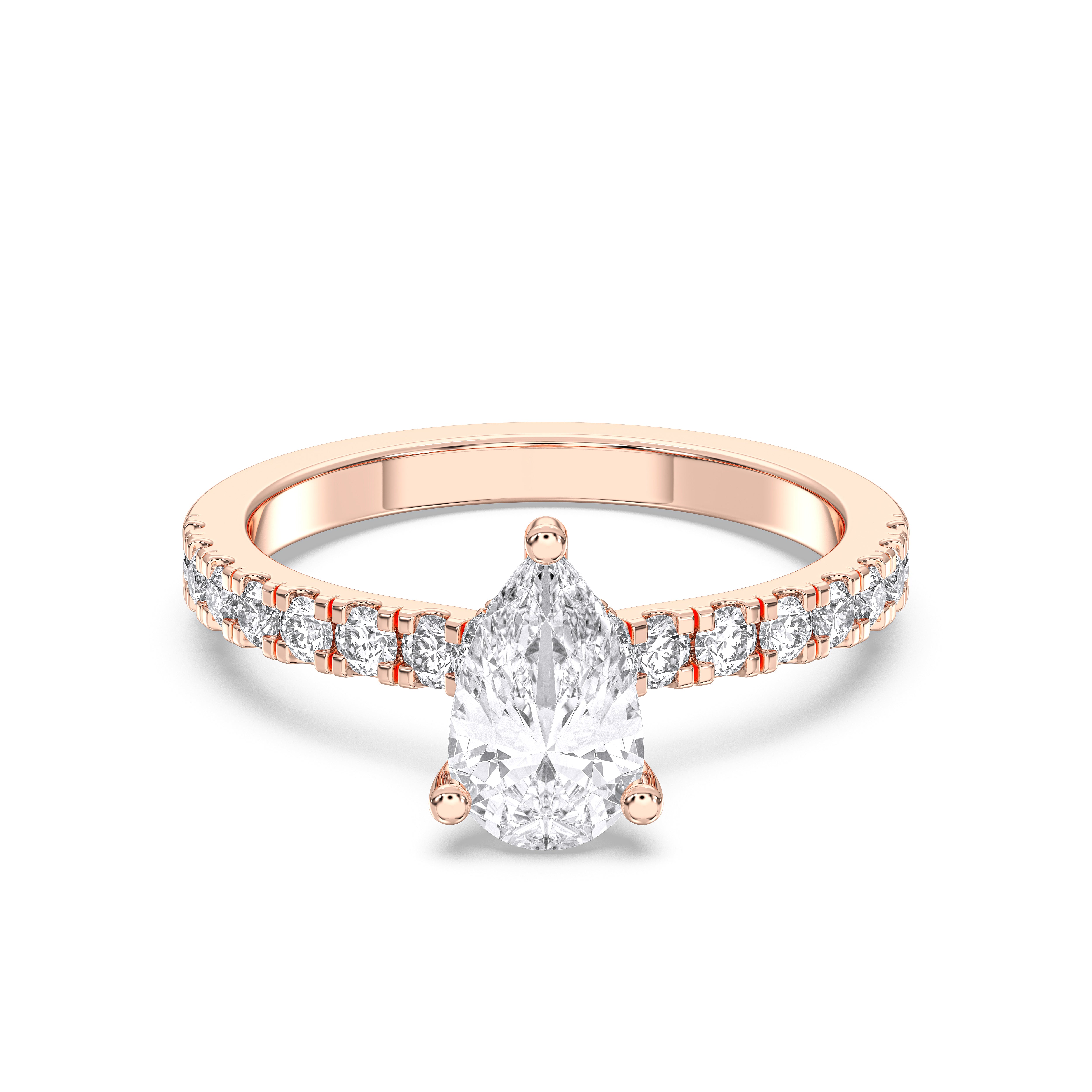 Pear & Round Cut 1.00 to 5.00 Carat Lab Grown Diamond Solitaire Engagement Ring in Solid Gold