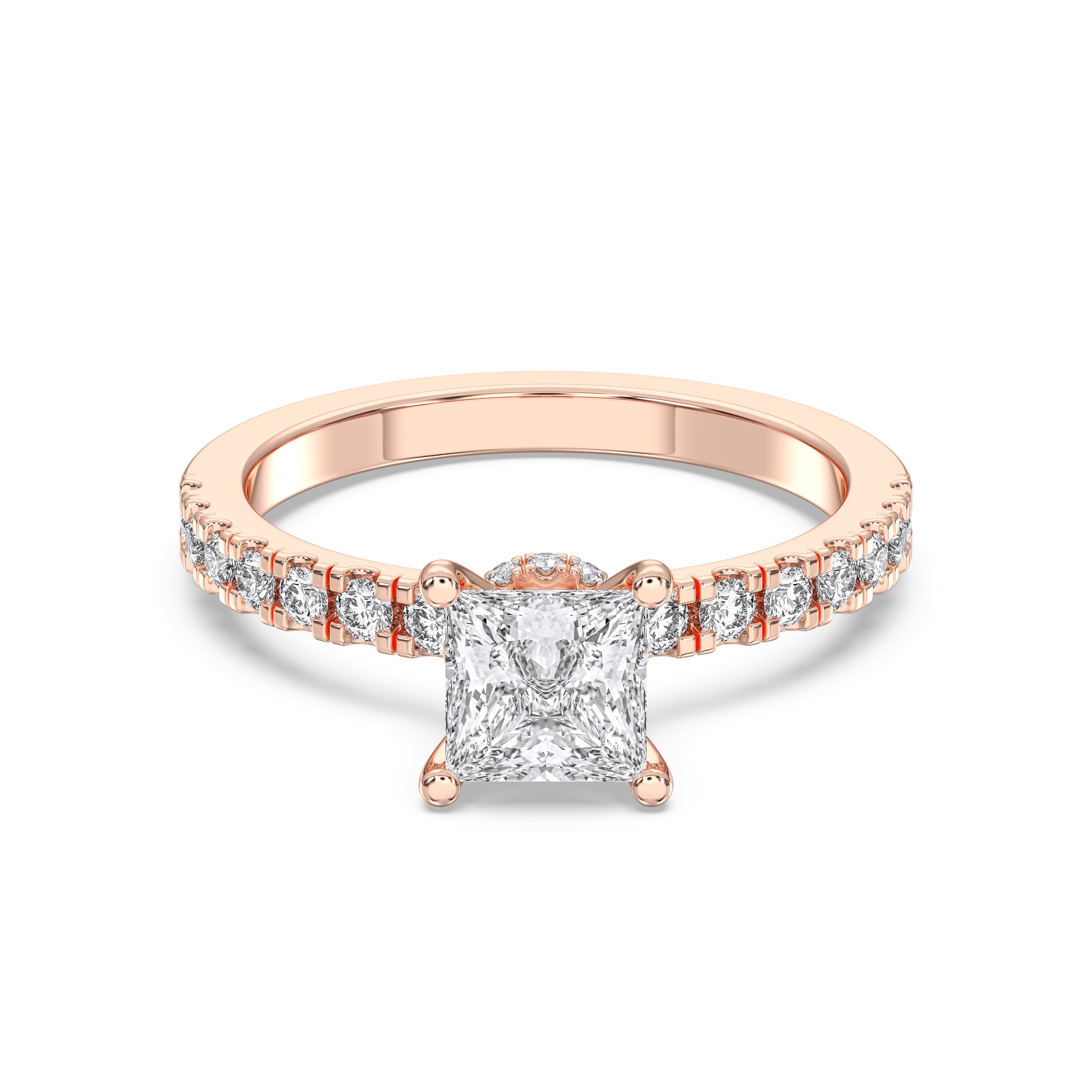 1.00 to 6.00 Carat Princess & Round Cut Lab Grown Diamond Solitaire Engagement Ring in Solid Gold