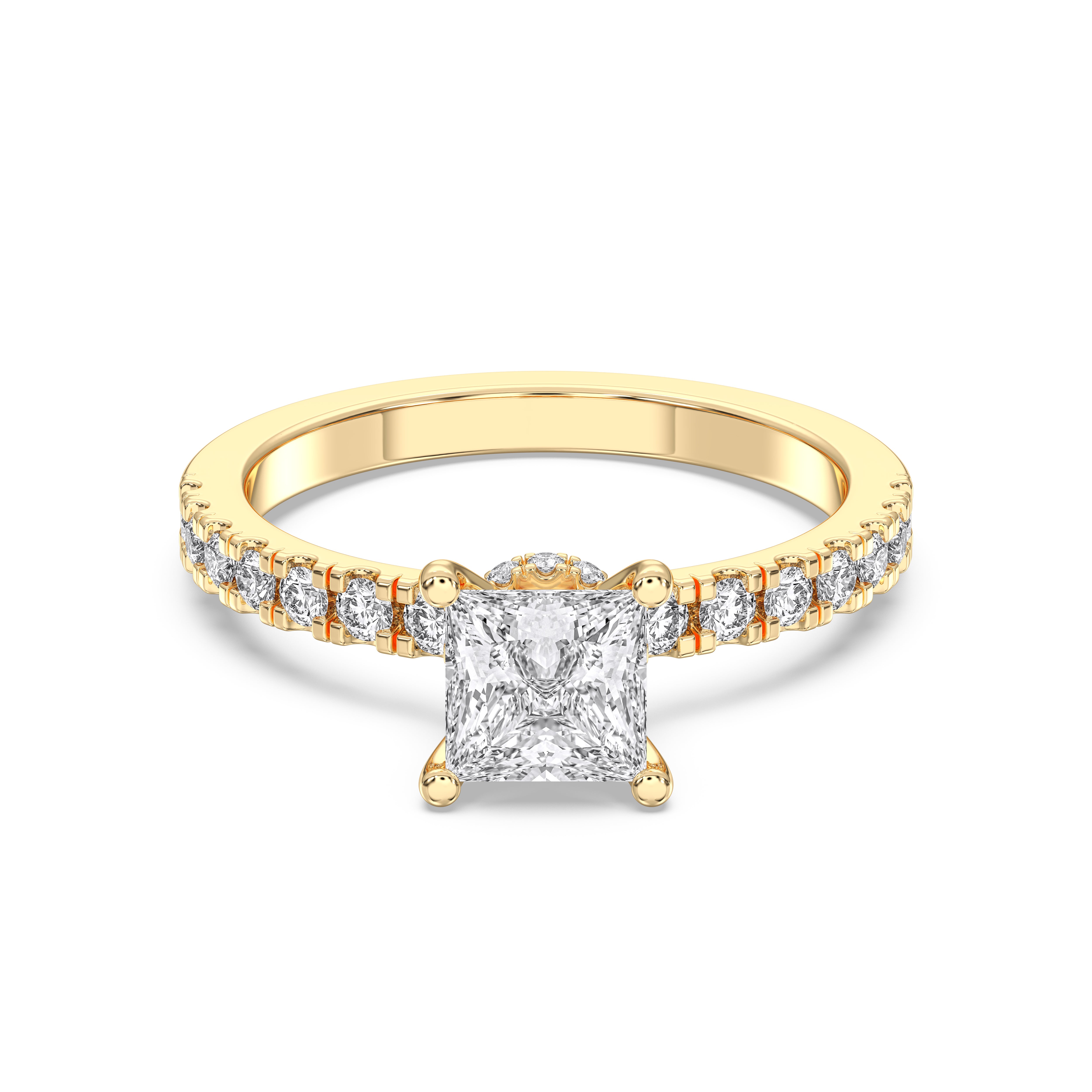 1.00 to 6.00 Carat Princess & Round Cut Lab Grown Diamond Solitaire Engagement Ring in Solid Gold
