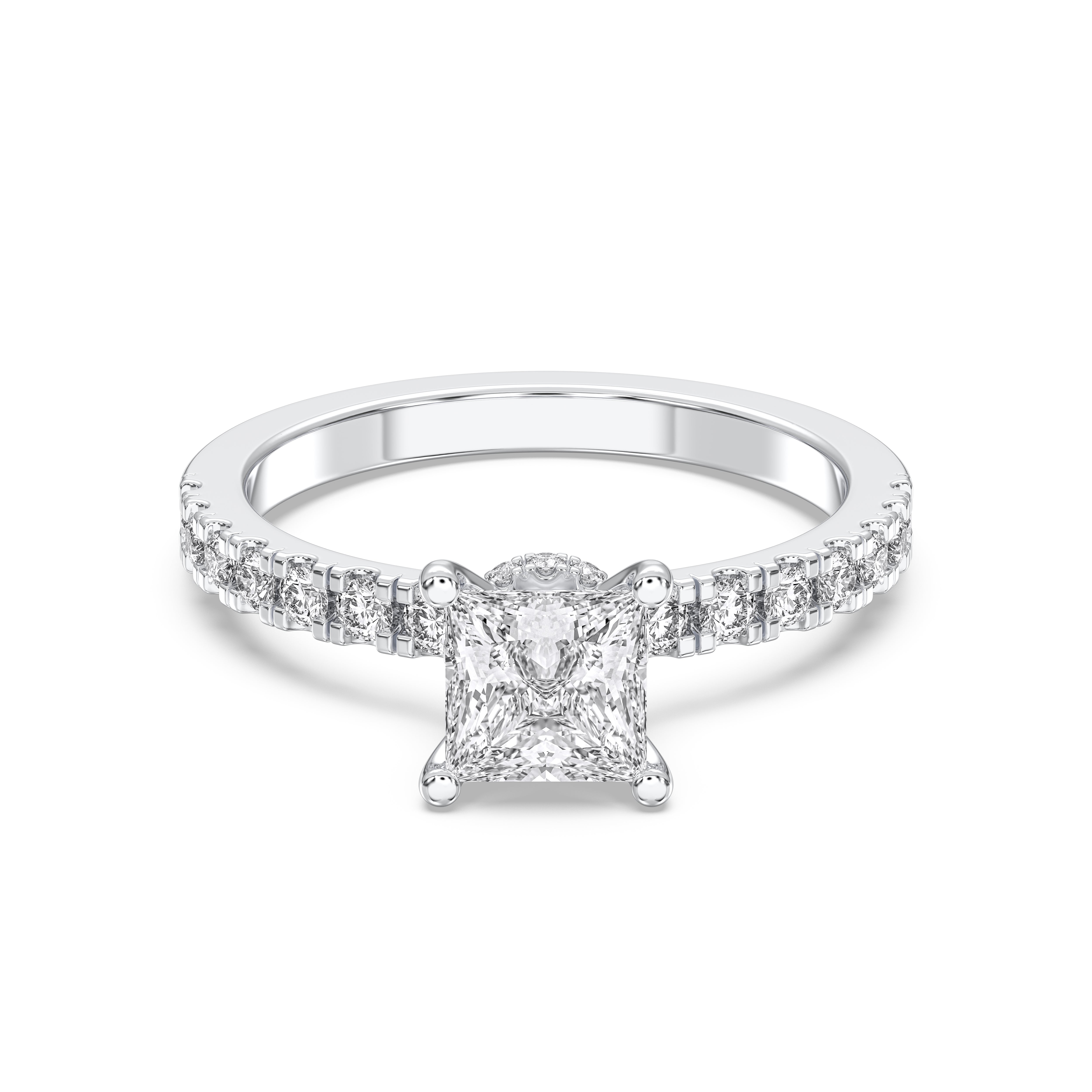1.00 to 6.00 Carat Princess & Round Cut Lab Grown Diamond Solitaire Engagement Ring in Solid Gold