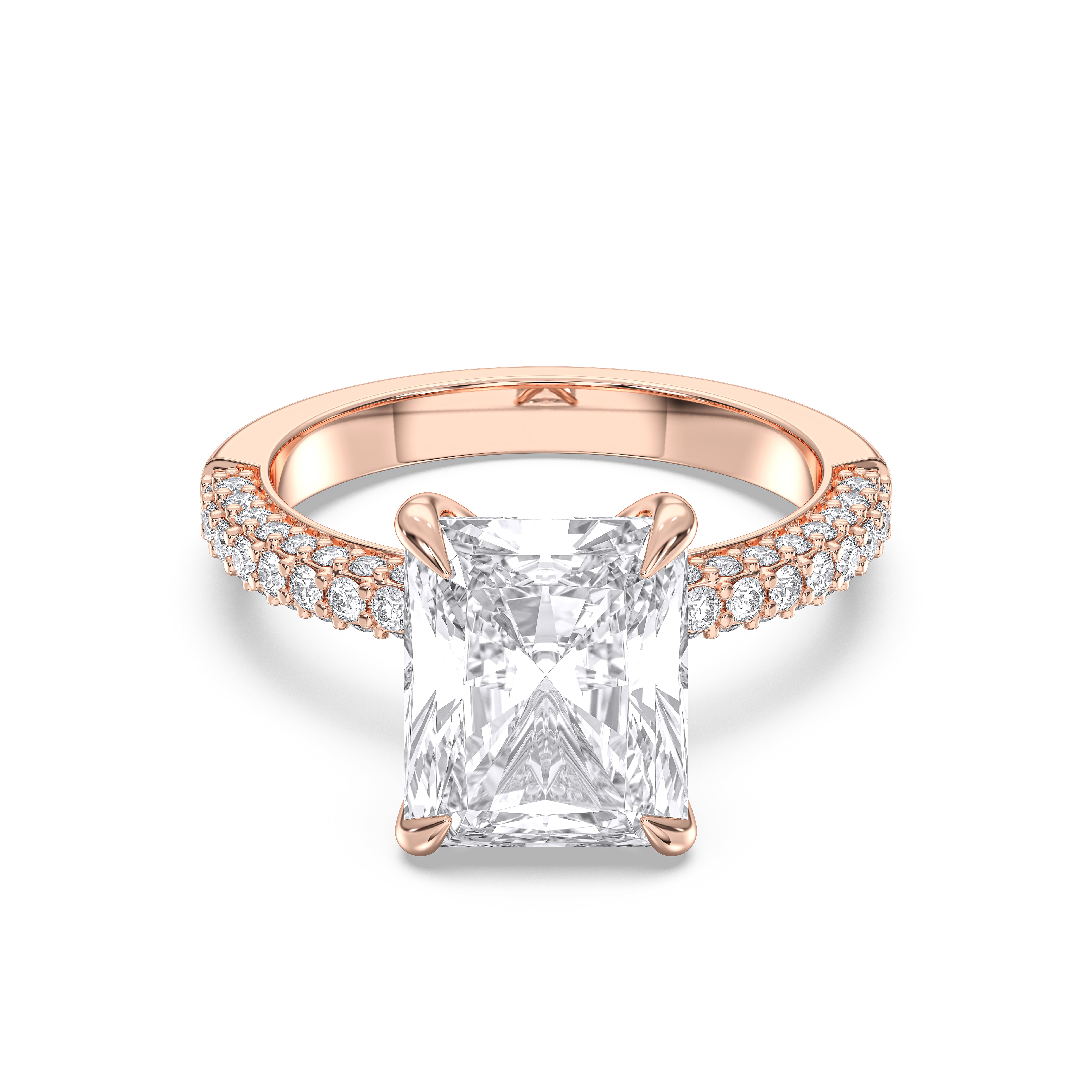Radiant & Round Cut 1.00 to 5.00 Carat Lab Grown Diamond Solitaire Engagement Ring in Solid Gold