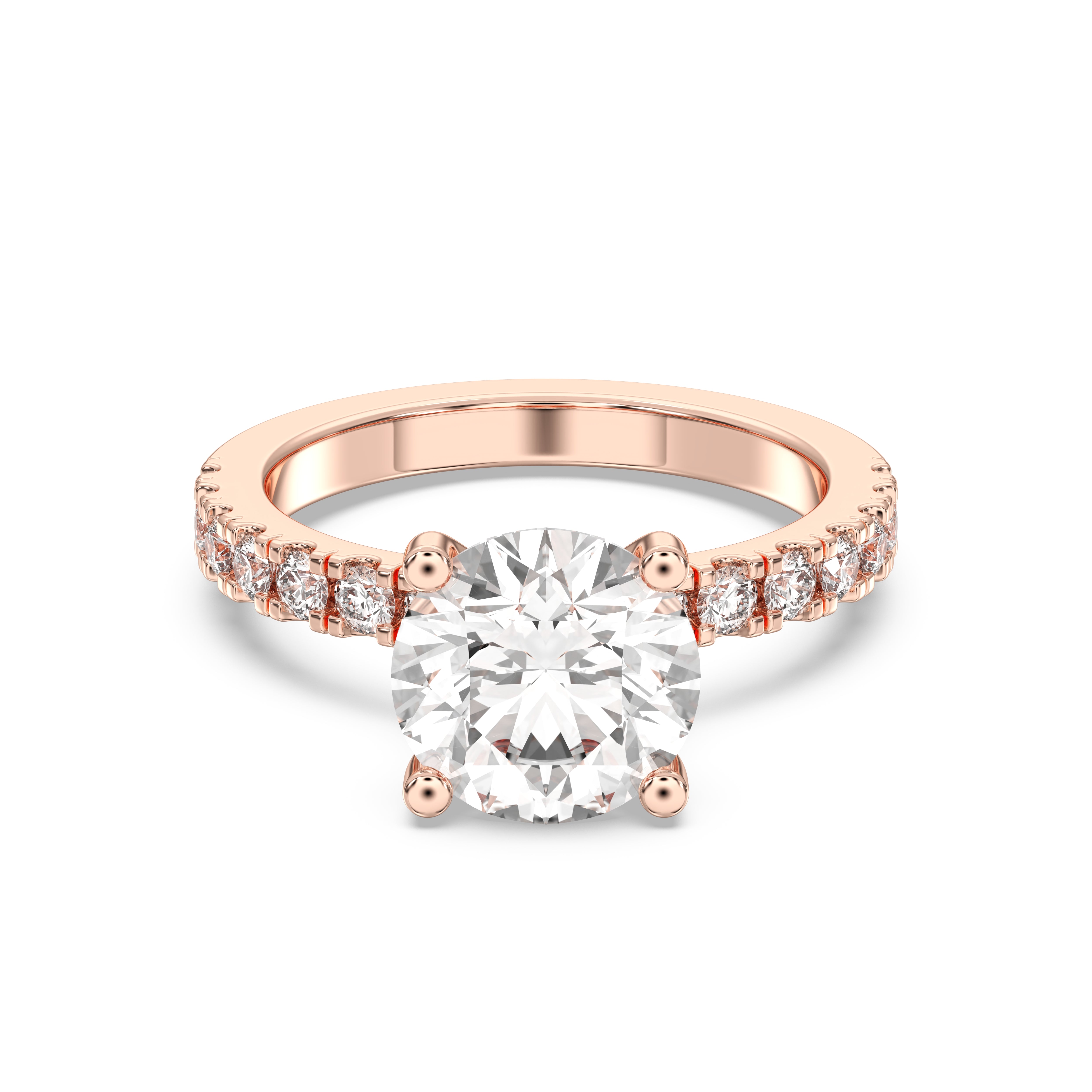 1.00 to 6.00 Carat Round Cut Lab Grown Diamond Solitaire Engagement Ring in Solid Gold