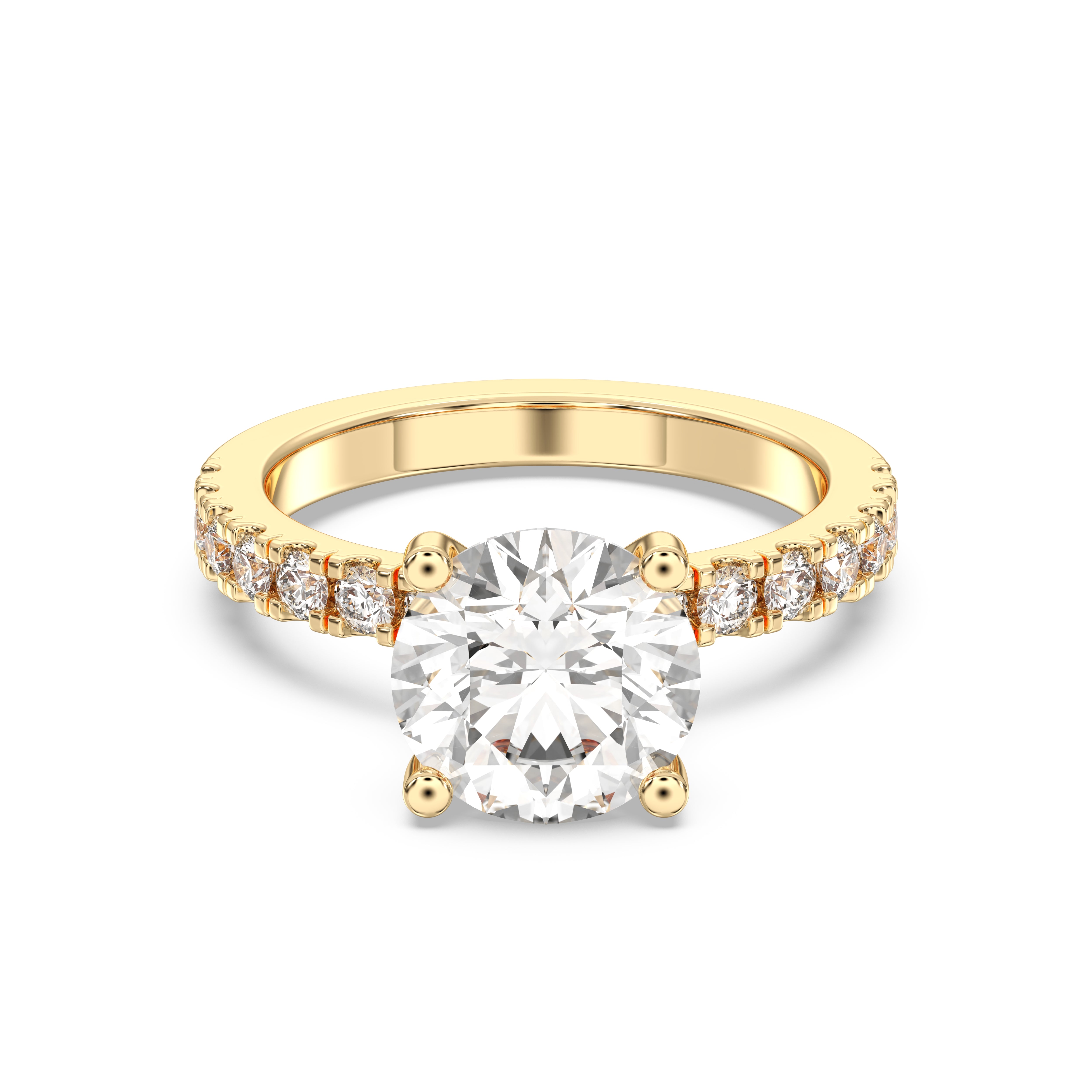 1.00 to 6.00 Carat Round Cut Lab Grown Diamond Solitaire Engagement Ring in Solid Gold