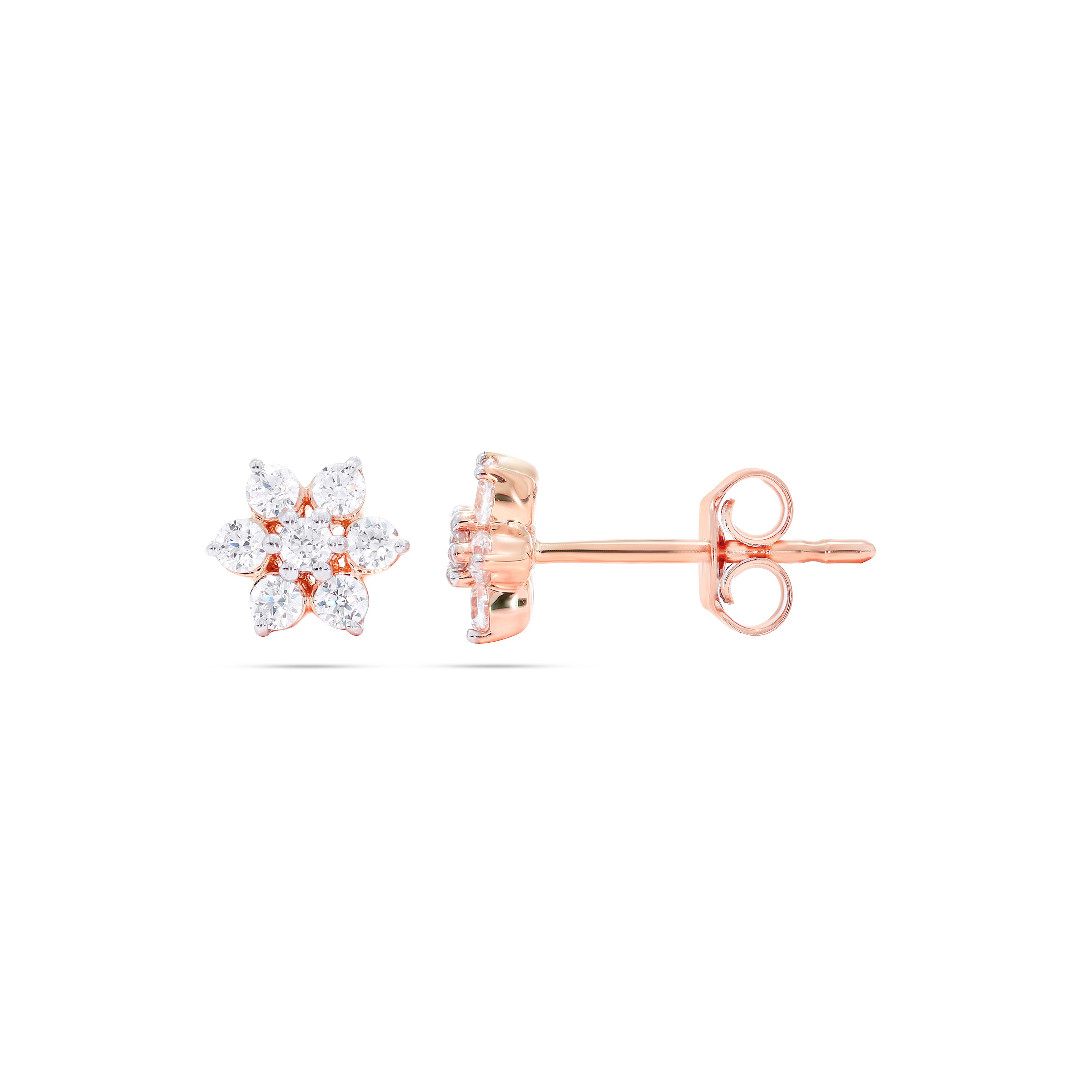 Keeva Jewels Round Diamond Floral Tiny Stud Earrings- KSE04381CL001