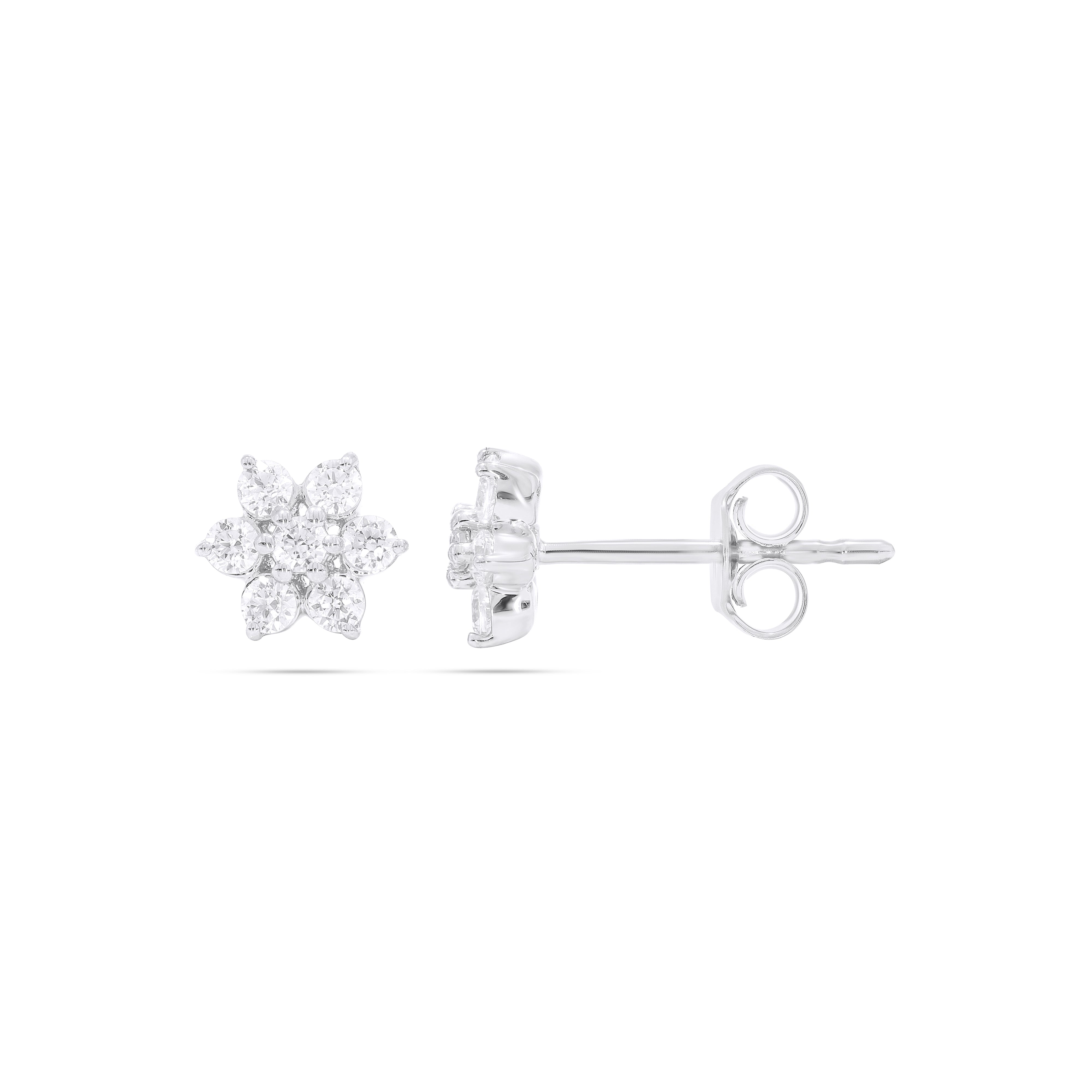 Keeva Jewels Round Diamond Floral Tiny Stud Earrings- KSE04381CL001