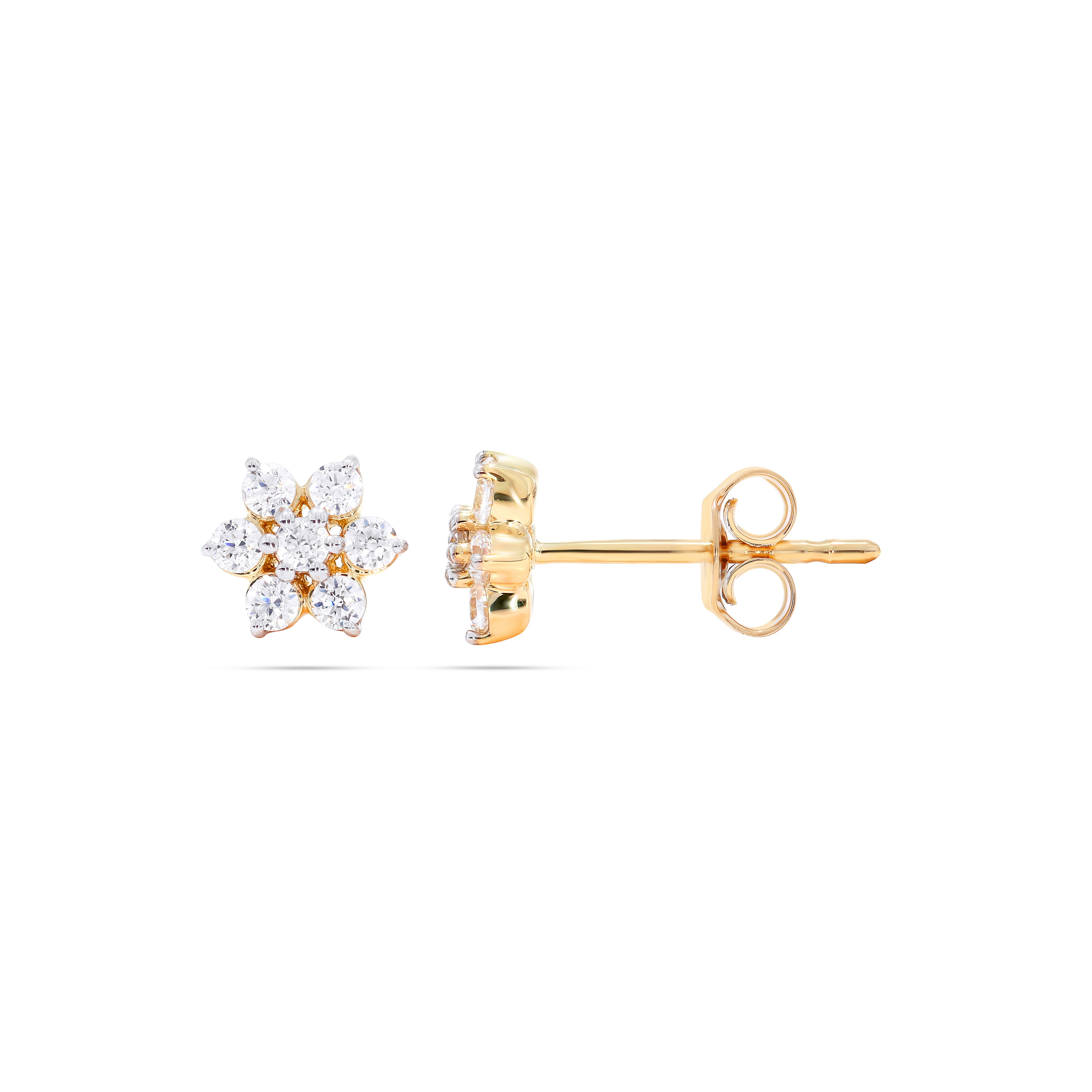 Keeva Jewels Round Diamond Floral Tiny Stud Earrings- KSE04381CL001