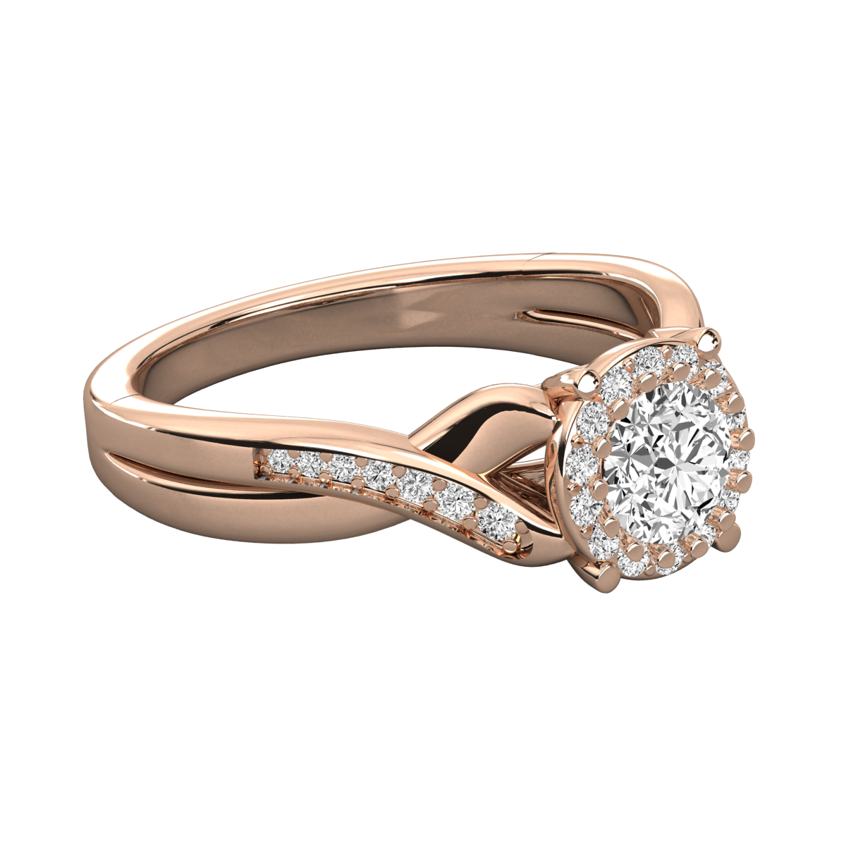 Keeva Jewels Round Diamond Twisted Shank Halo Engagement Ring - KJR5091