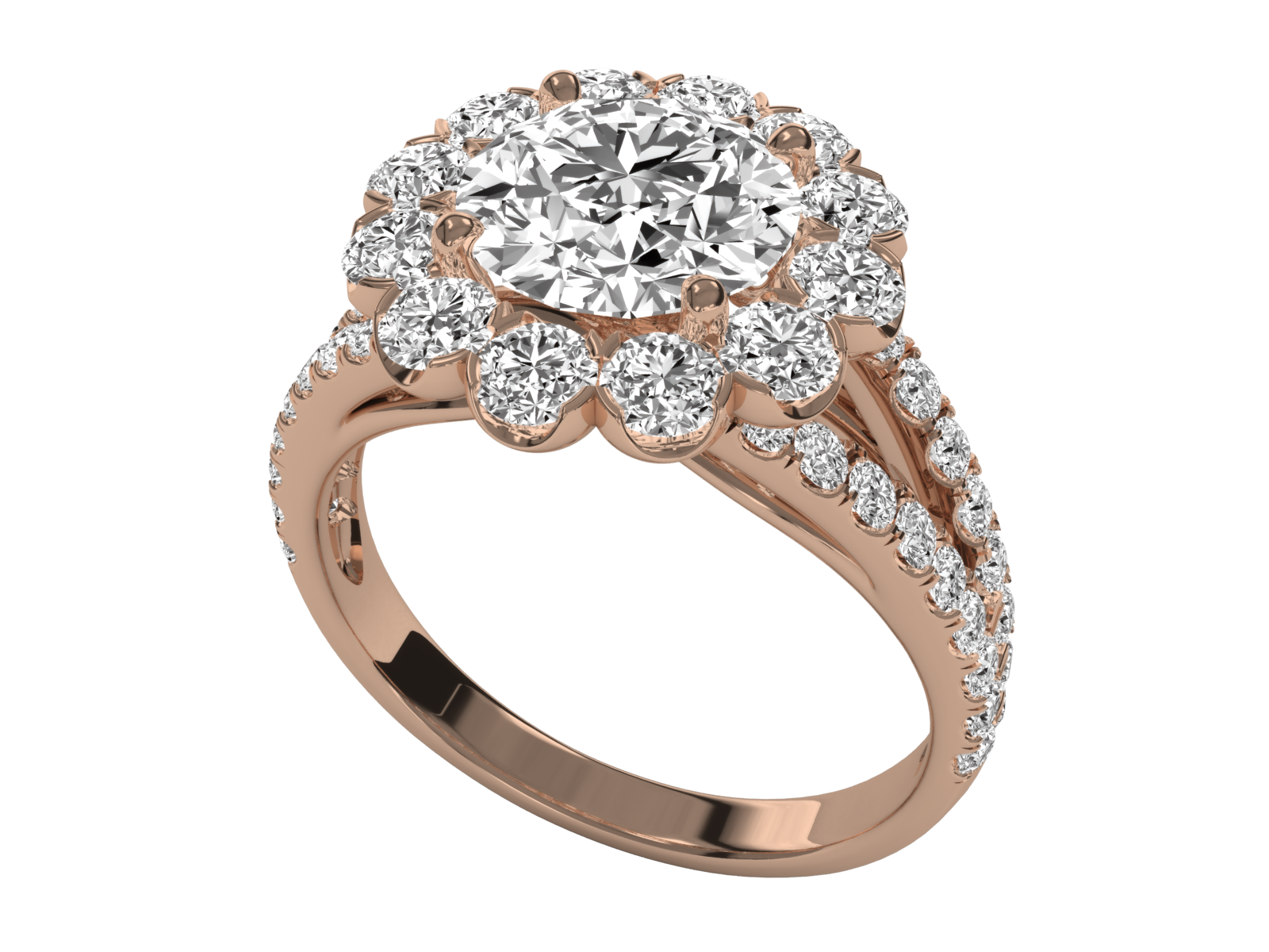 Keeva Jewels Round Diamond Flower Halo Engagement Ring -KJR5228