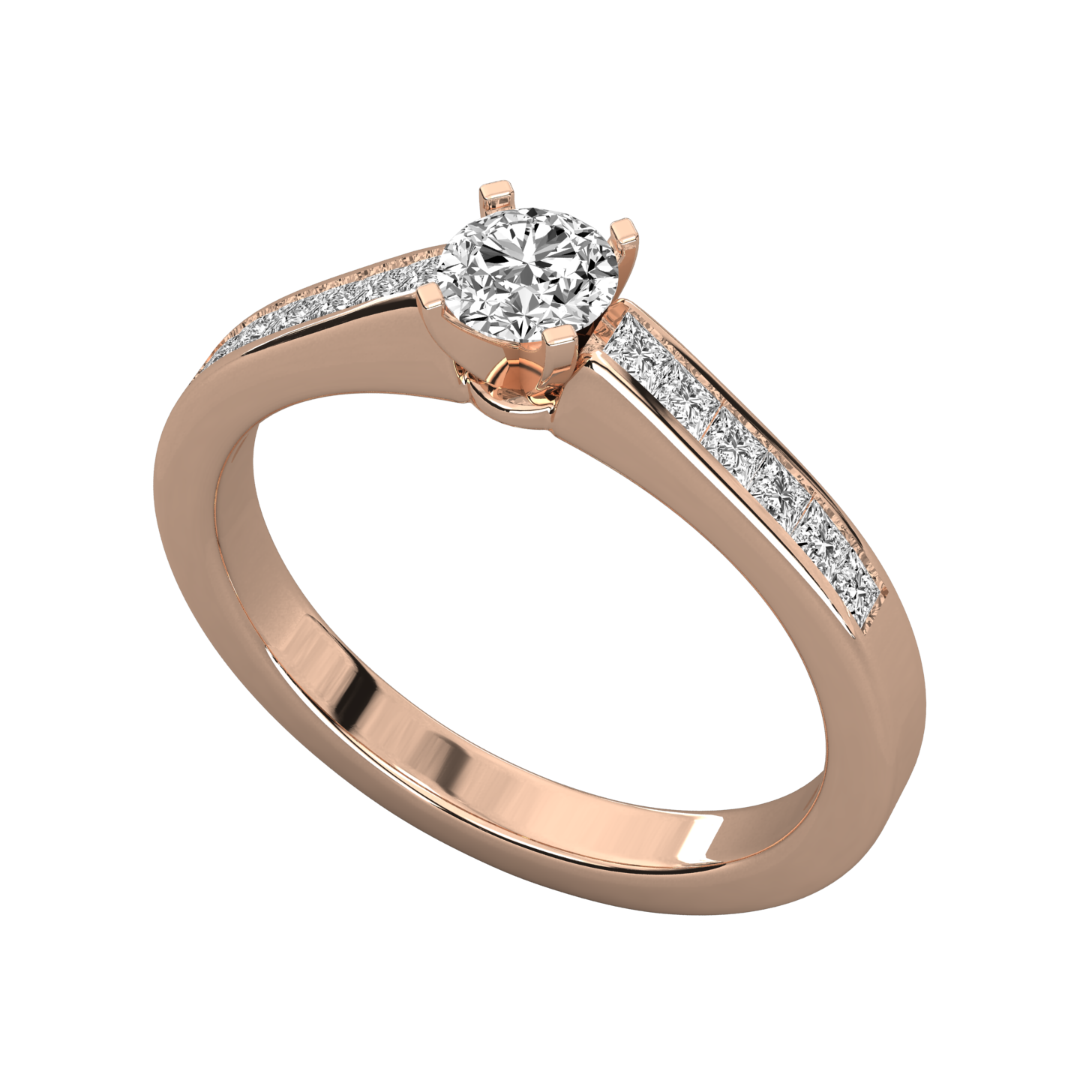 Keeva Jewels Round Cut Diamond And Princess Cut Diamond Solitaire Ring - KJR5069