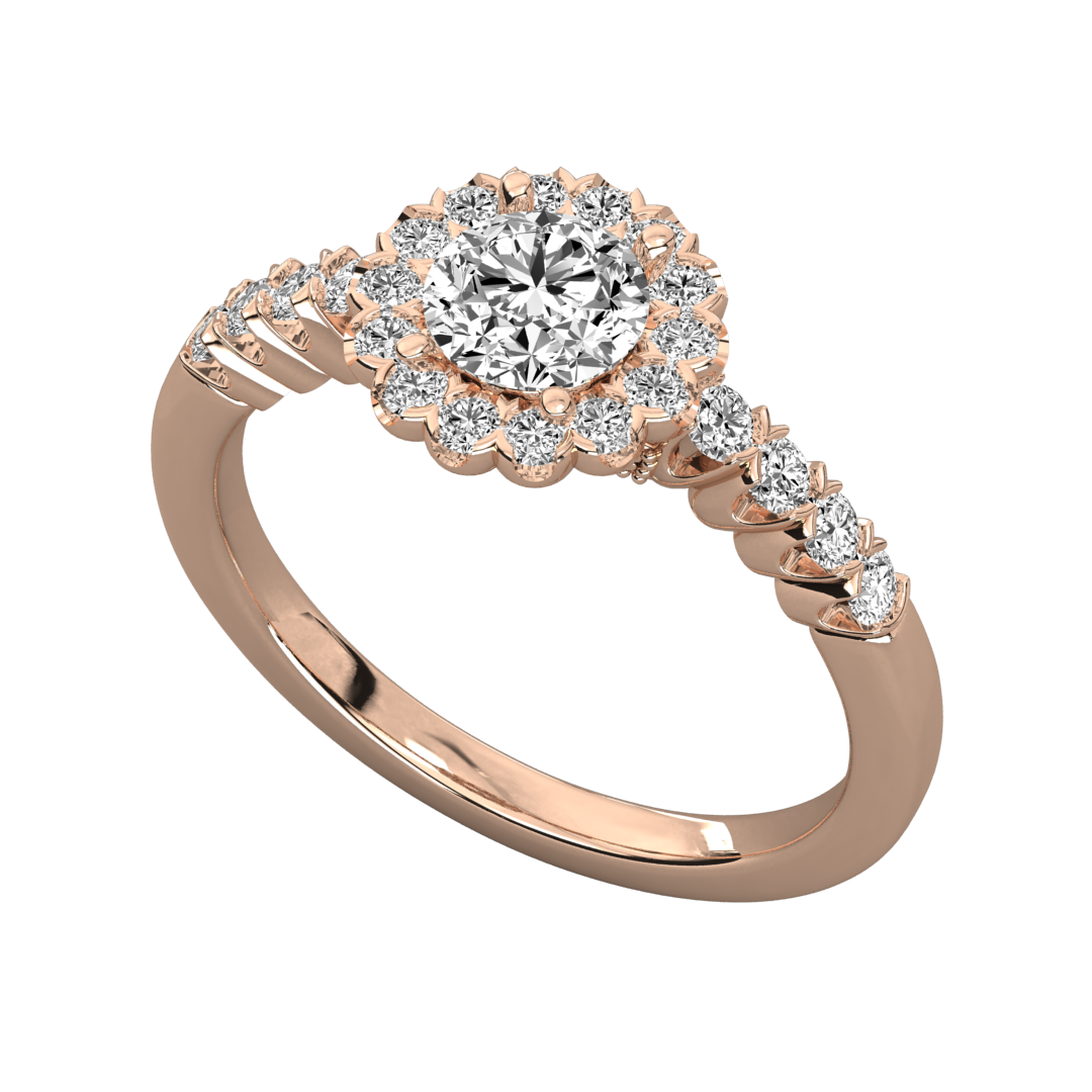 Keeva Jewels Round Diamond V Shape Prong Halo Engagement Ring - KJR5096