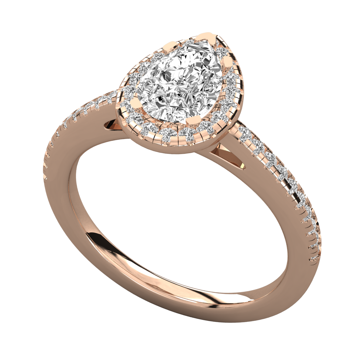 Keeva Jewels Round And Pear Diamond Halo Engagement Ring - KJR5081