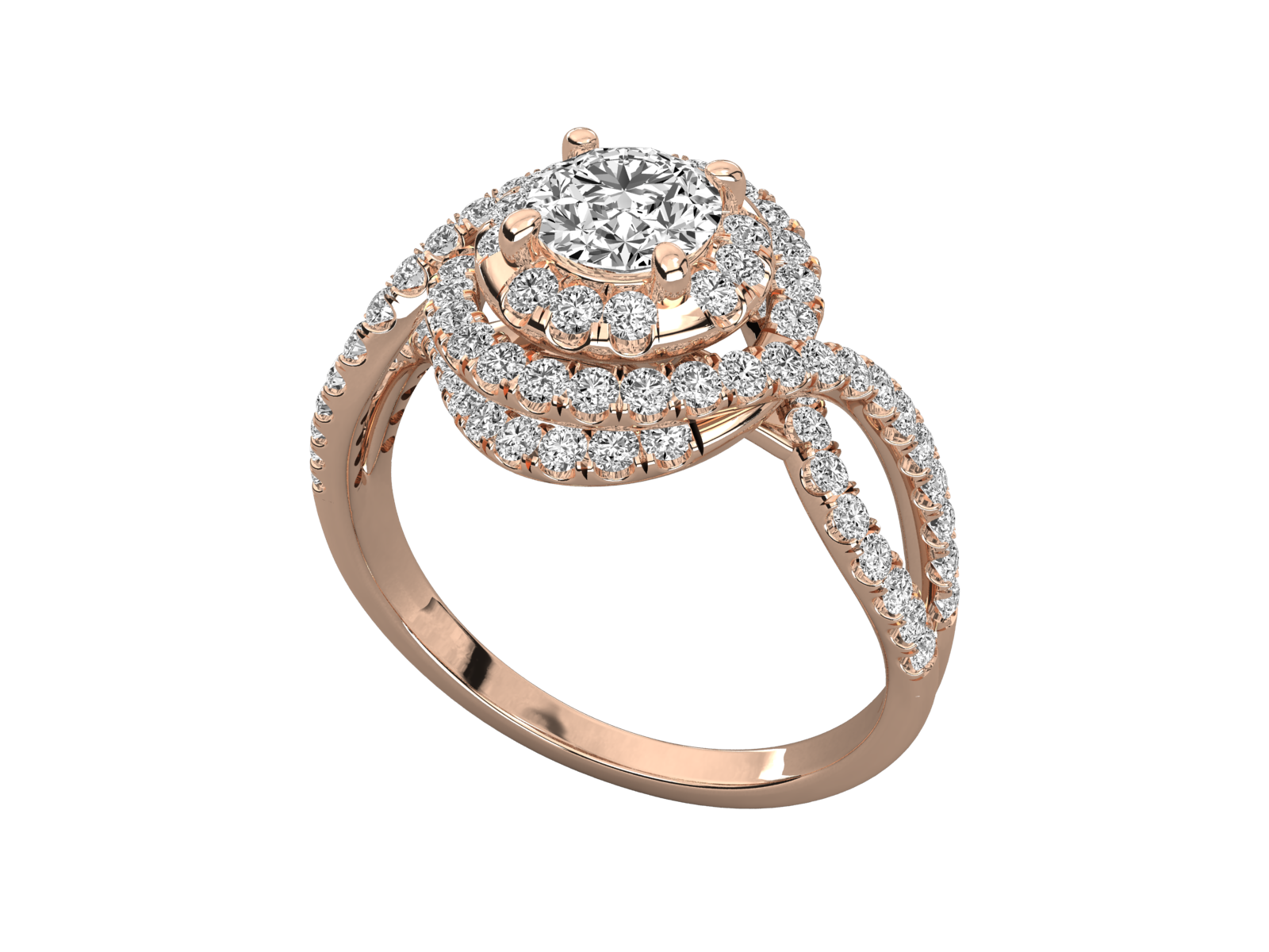 Keeva Jewels Round Diamond Bypass Round halo Engagement Ring - KJR5233