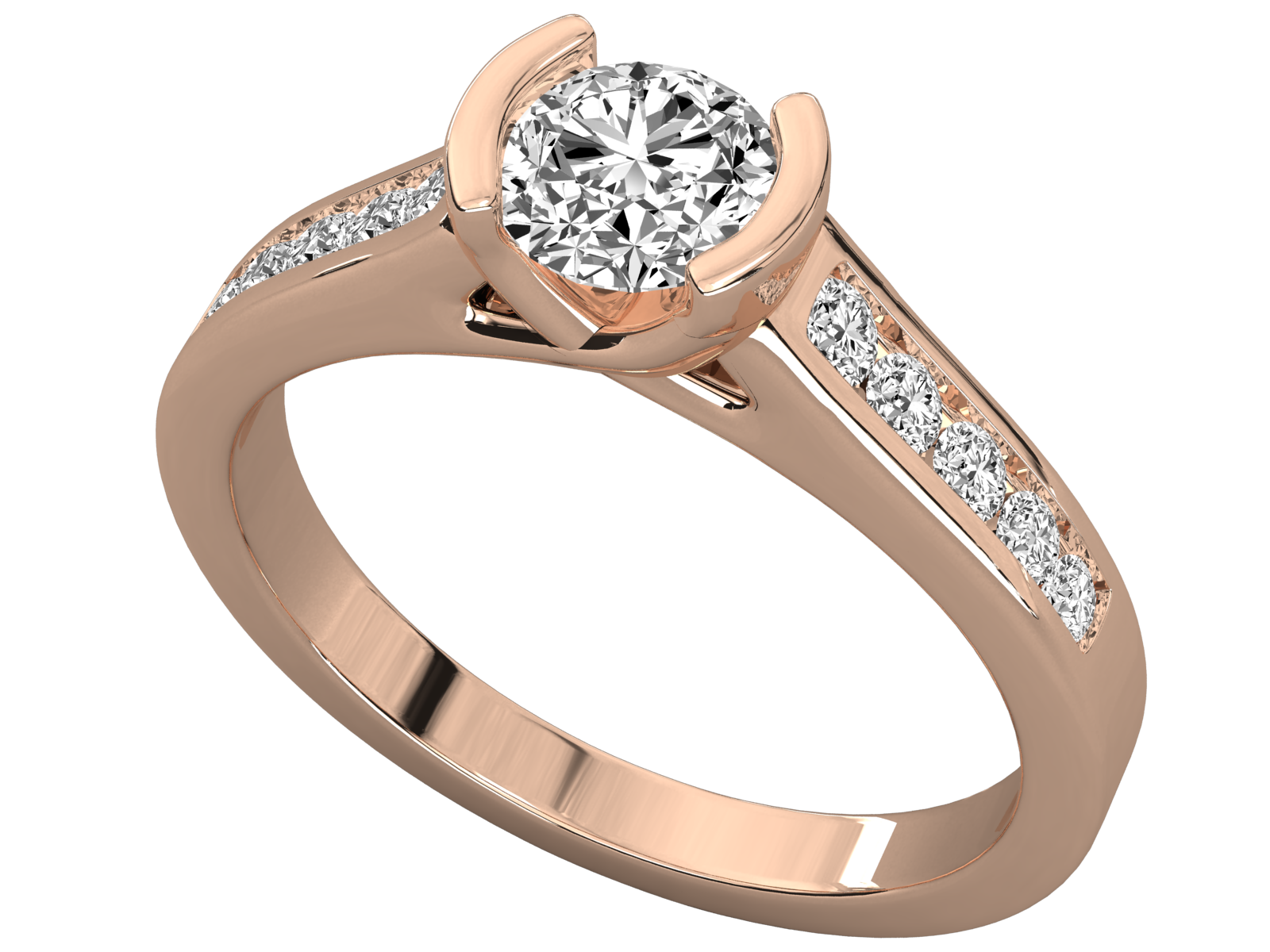 Keeva Jewels Round Diamond half Round Colet Designer Solitaire Ring - KJR5169