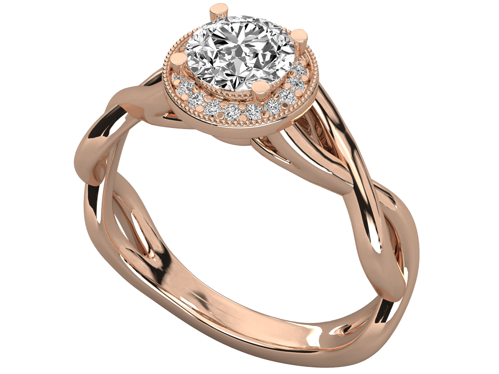 Keeva Jewels Round Diamond Twisted Shank Halo Engagement Ring - KJR5103