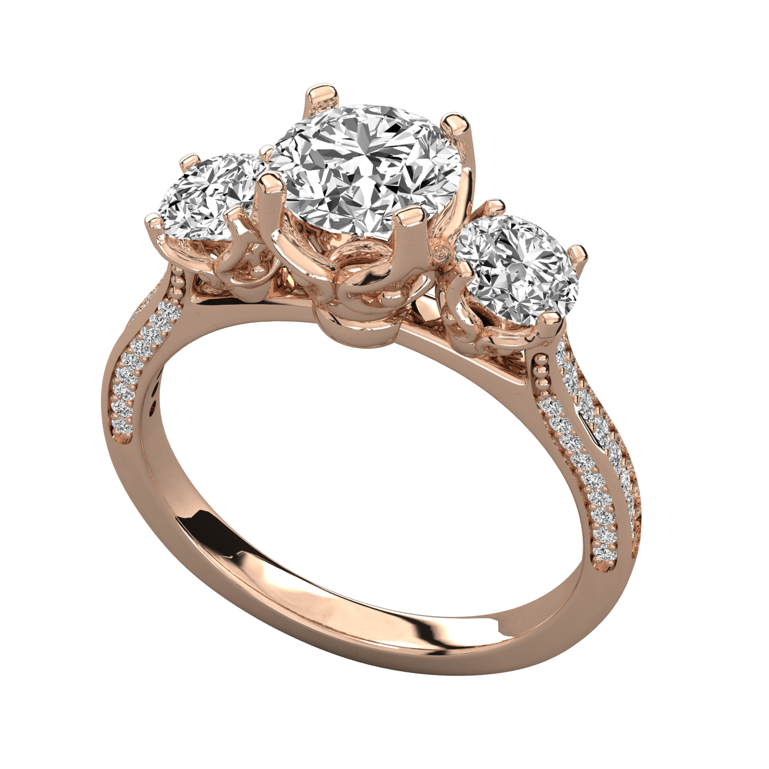 Keeva Jewels Round Cut Diamond 3 Stone Engagement Ring - KJR5034