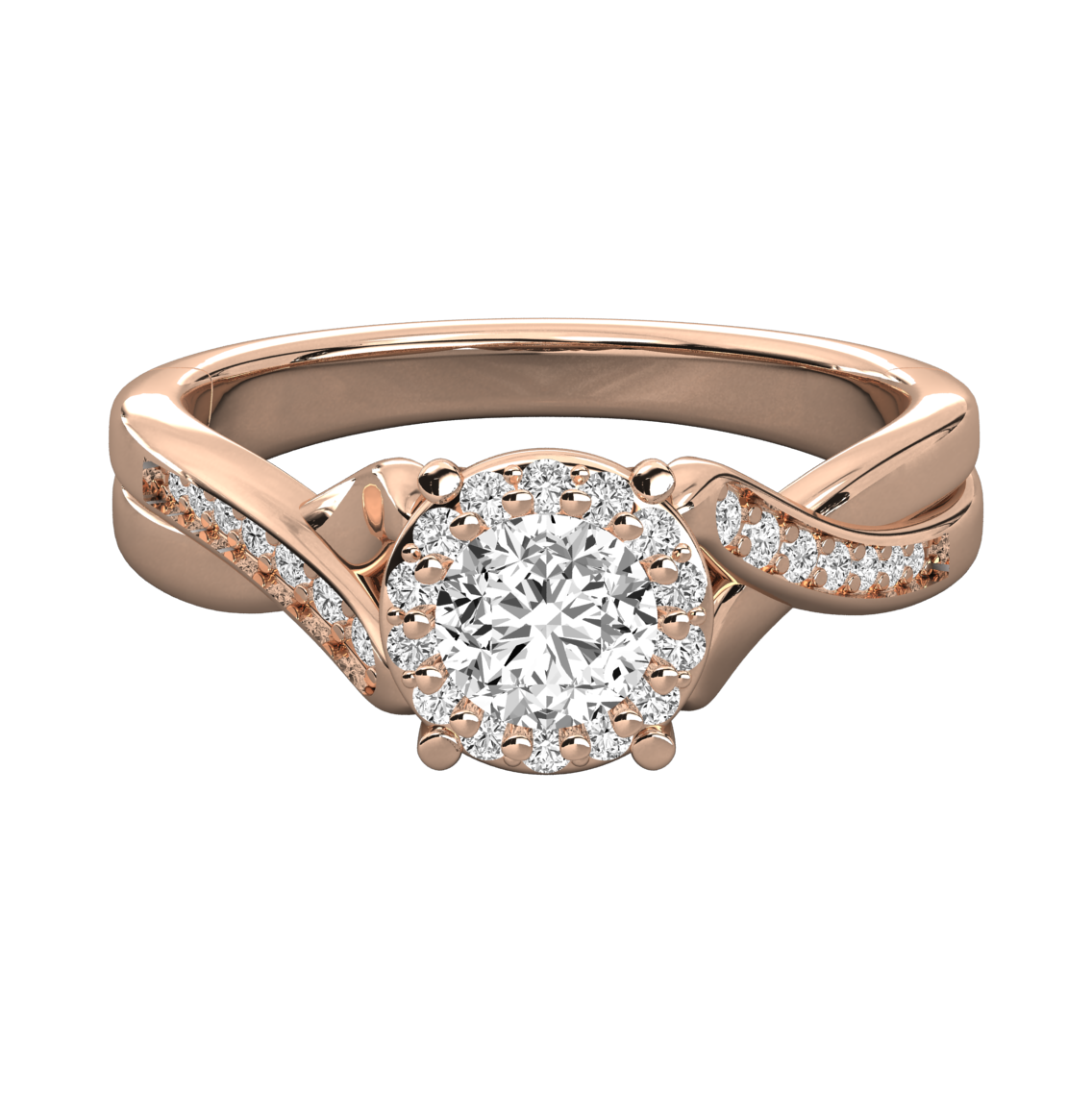 Keeva Jewels Round Diamond Twisted Shank Halo Engagement Ring - KJR5091