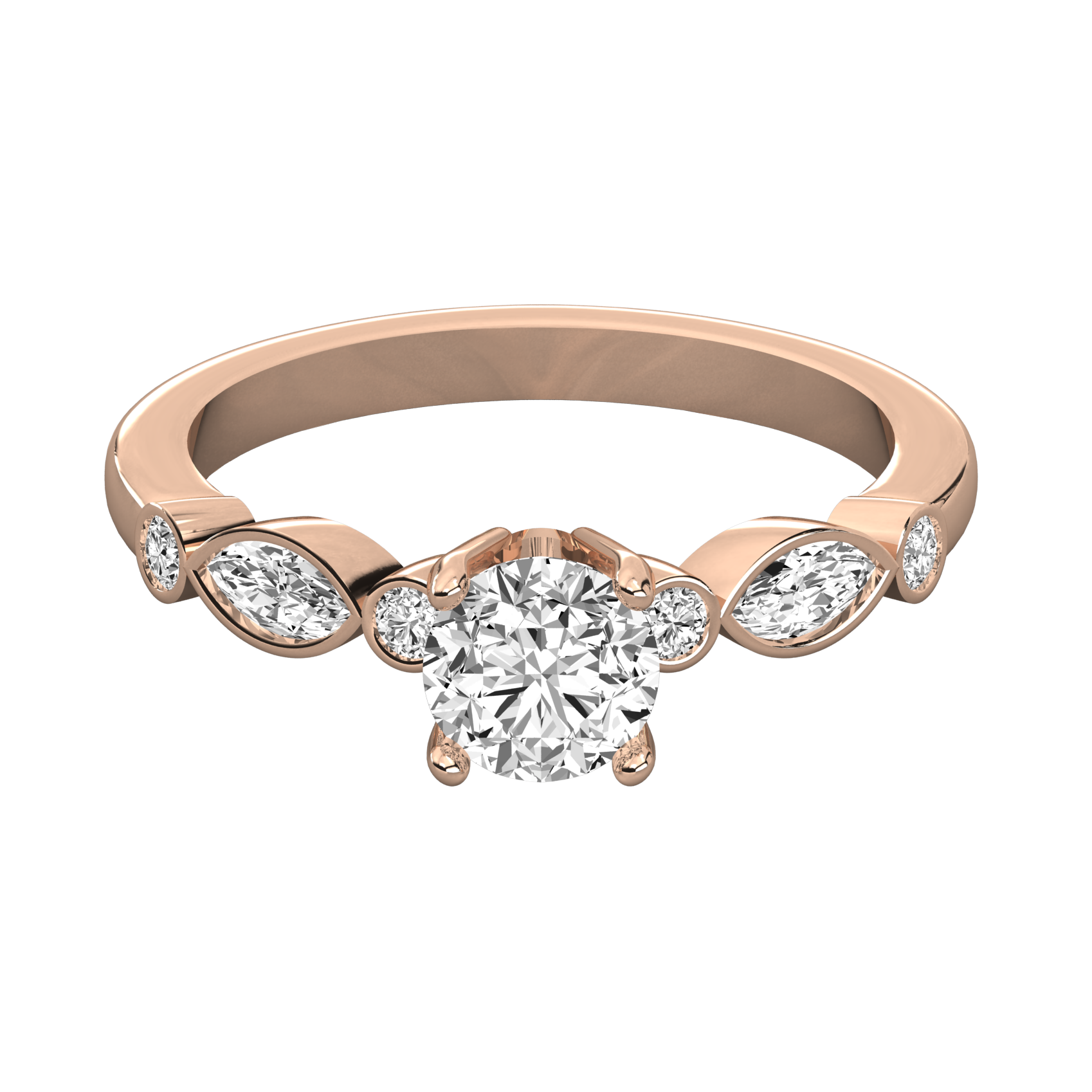 Keeva Jewels Round Cut And Marquise Diamond Solitaire Wedding Band - KJR5076