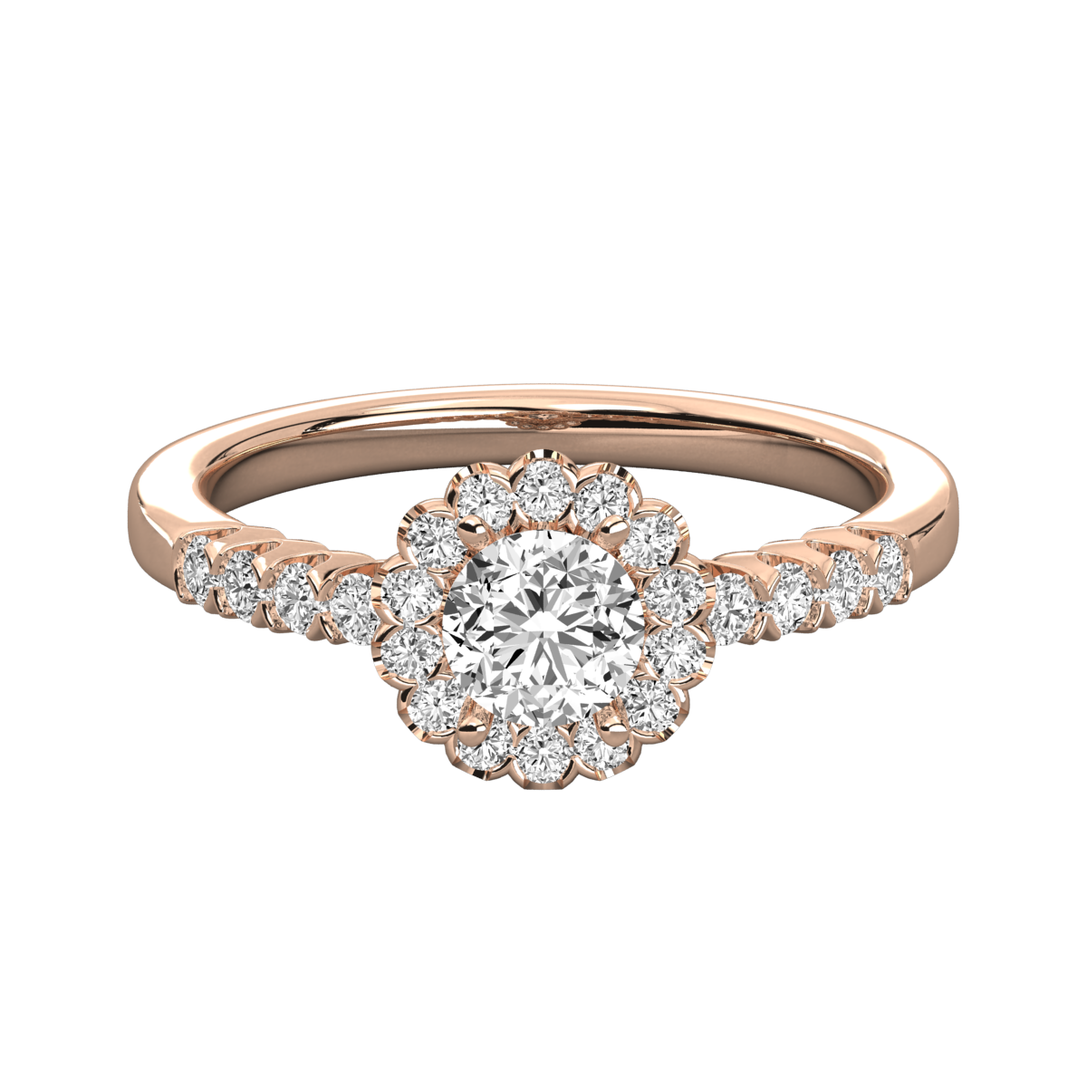 Keeva Jewels Round Diamond V Shape Prong Halo Engagement Ring - KJR5096