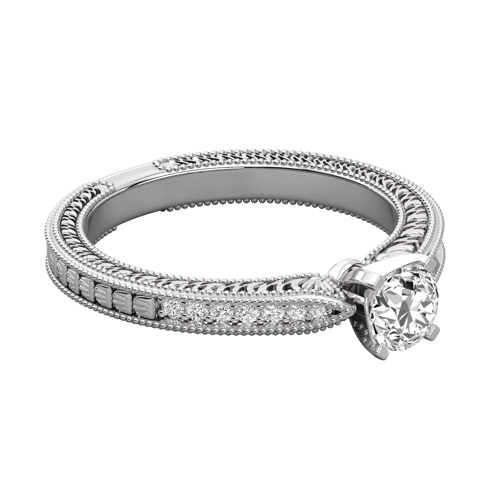 Keeva Jewels Round Cut Diamond Edwardian Style Engagement Ring - KJR5068