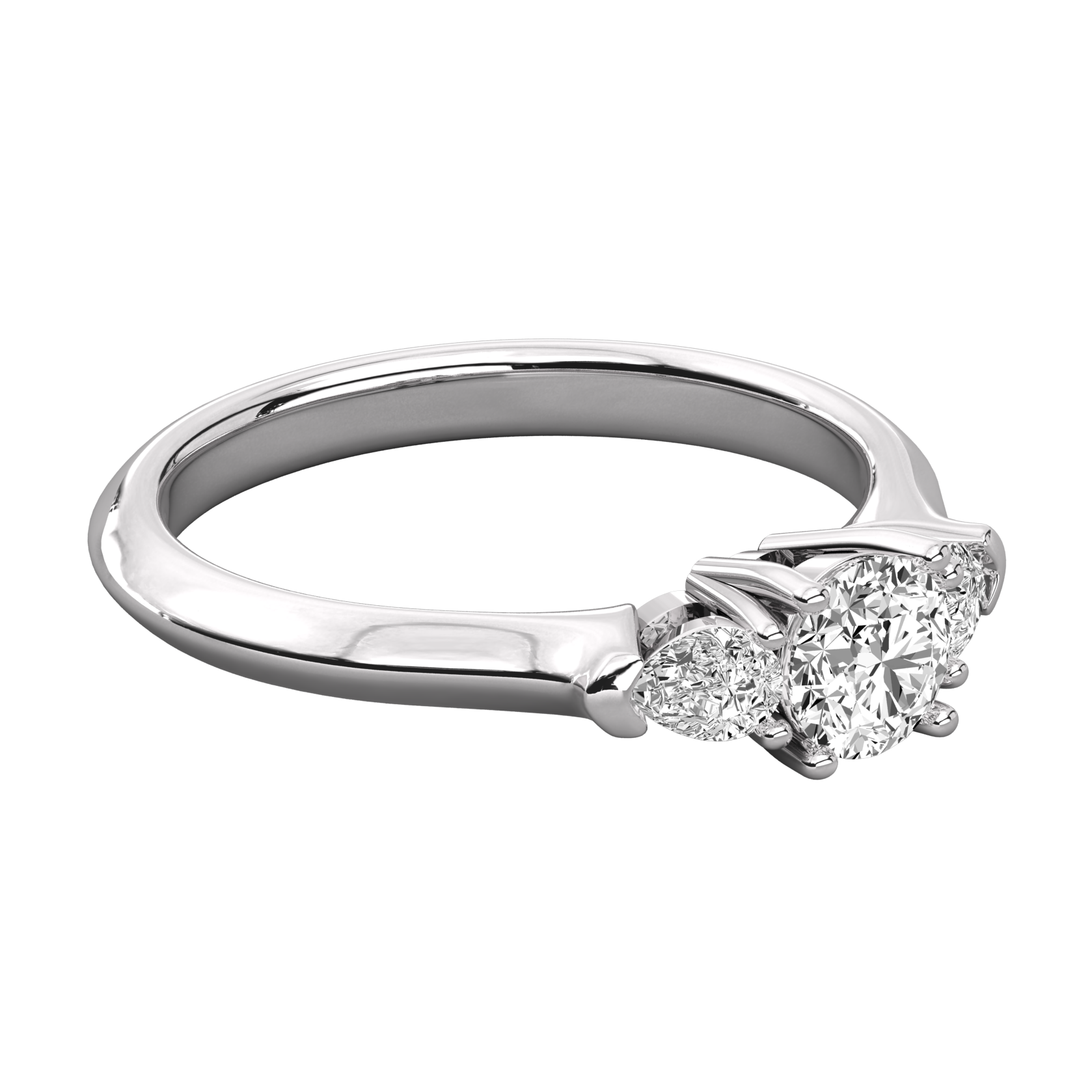 Keeva Jewels Round And Pear Cut Diamond 3 Stone Wedding Band - KJR5051