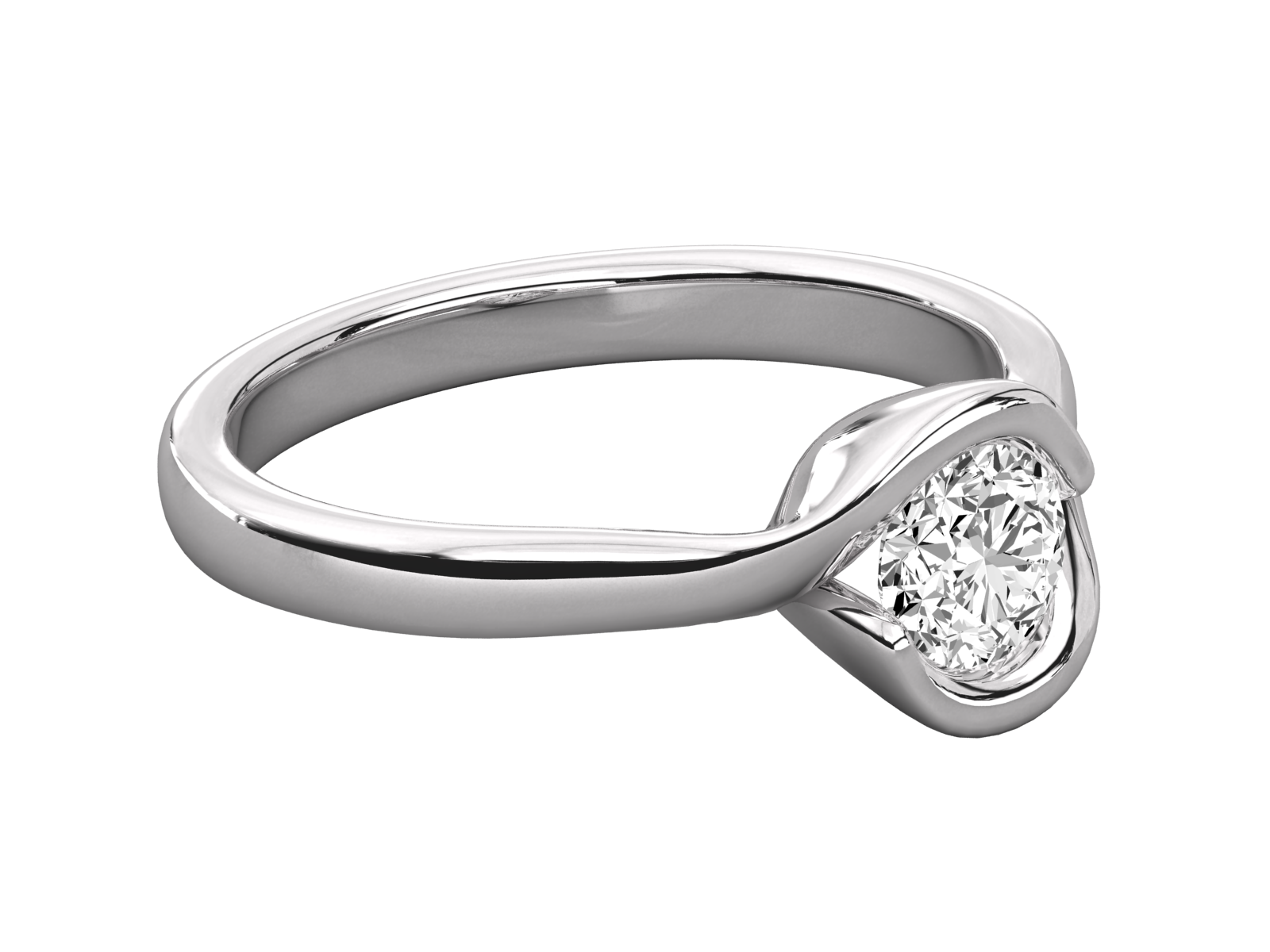 Keeva Jewels Round Diamond Bypass Halo Solitaire Ring - KJR5179